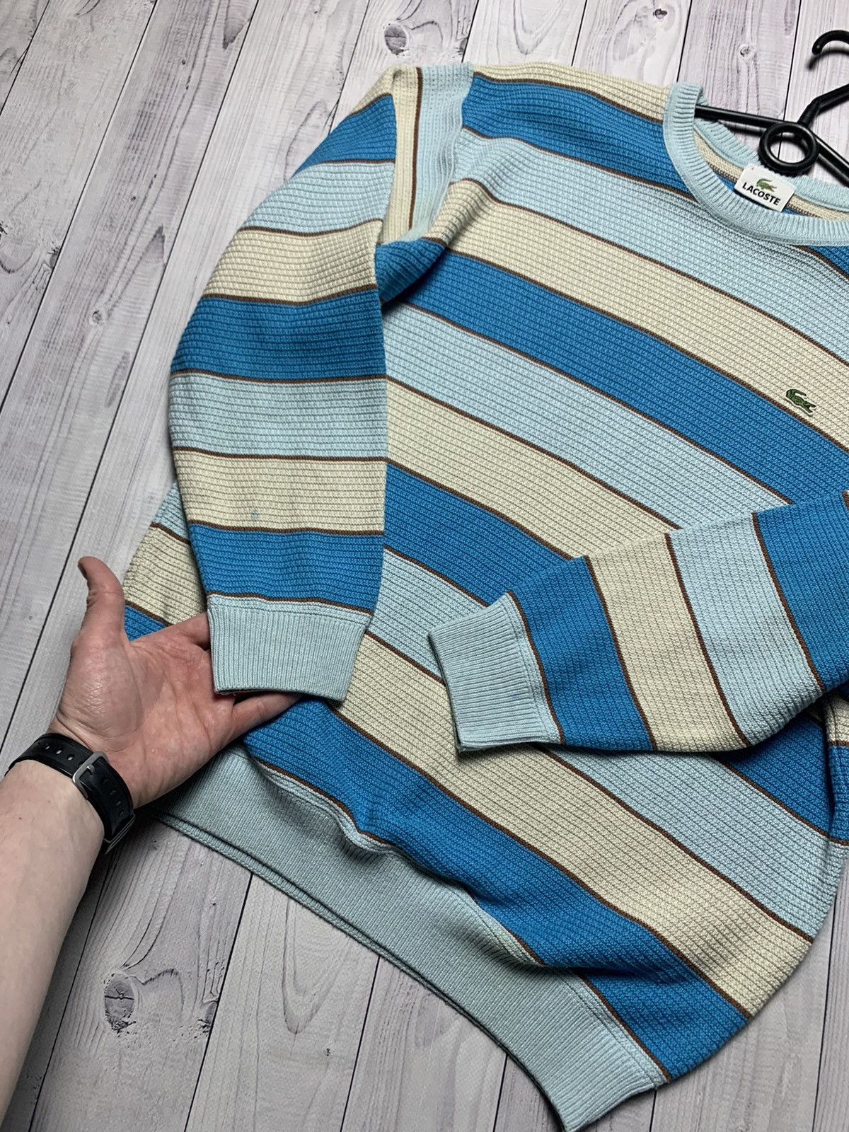 Lacoste × Vintage Vintage Lacoste sweater striped blue rare size S Size US S / EU 44-46 / 1 - 8 Thumbnail