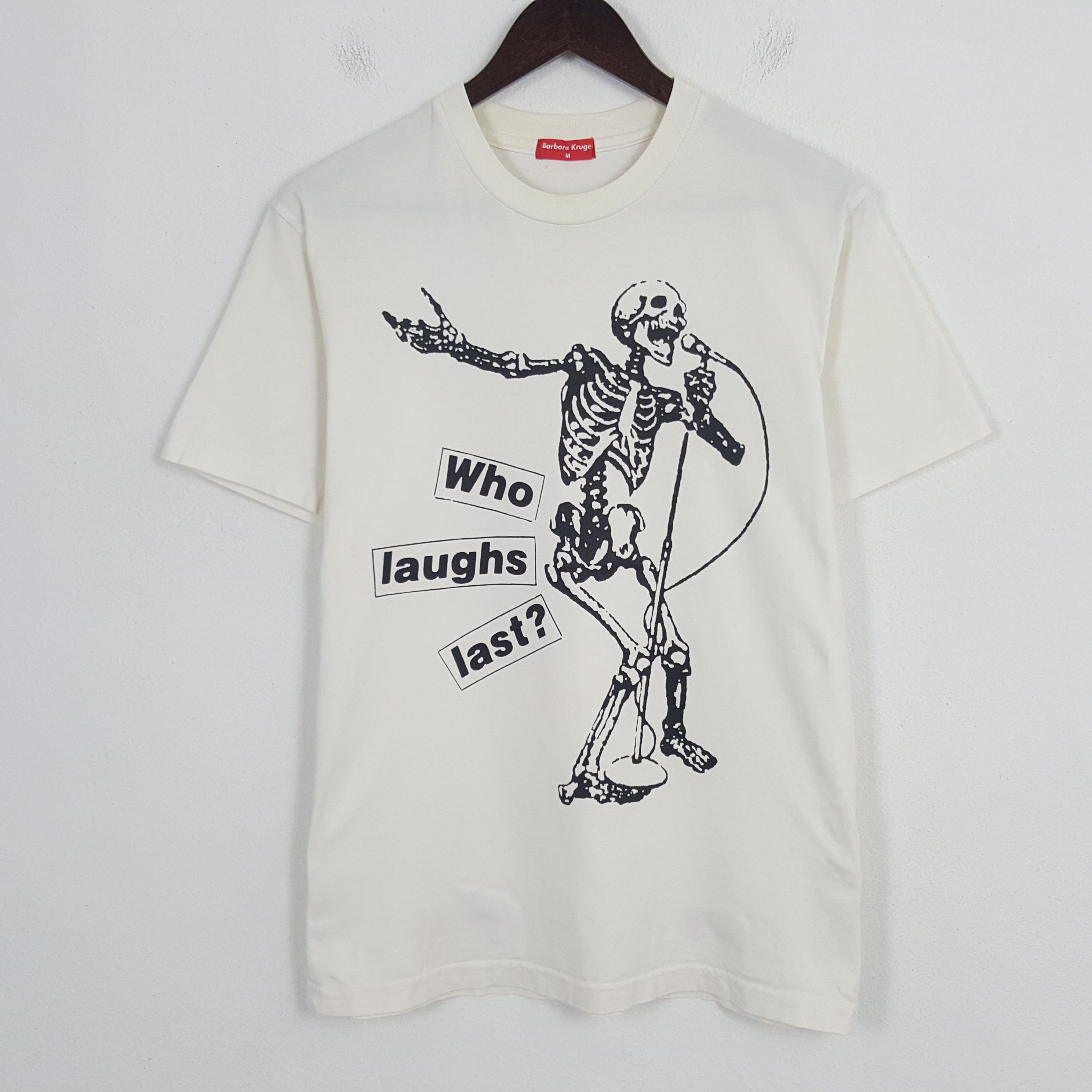 image of Barbara Kruger Band Rock Tshirt in White, Men's (Size Large)