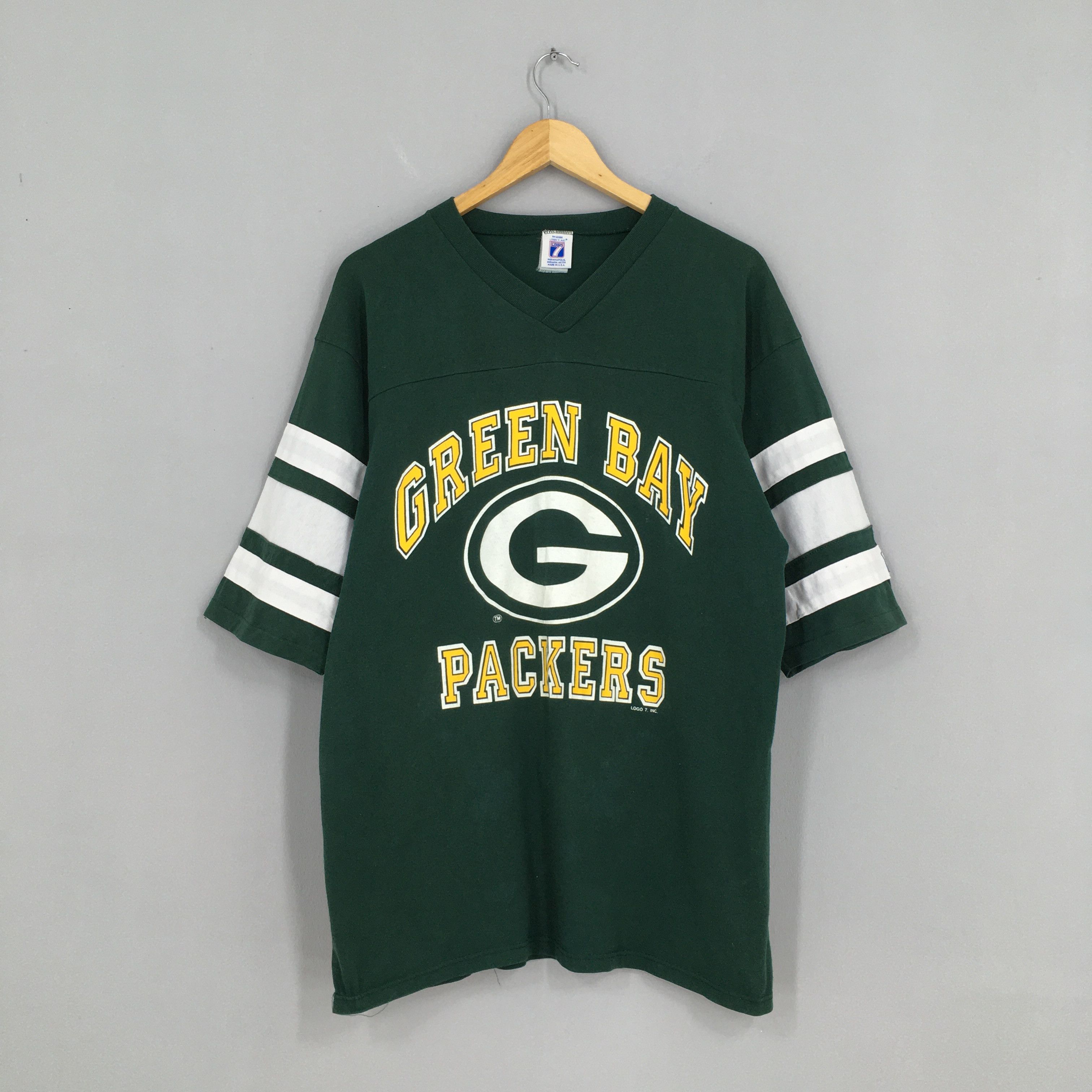 Vintage Green Bay Packers NFL Football Sports Logo 7 Tee Top 