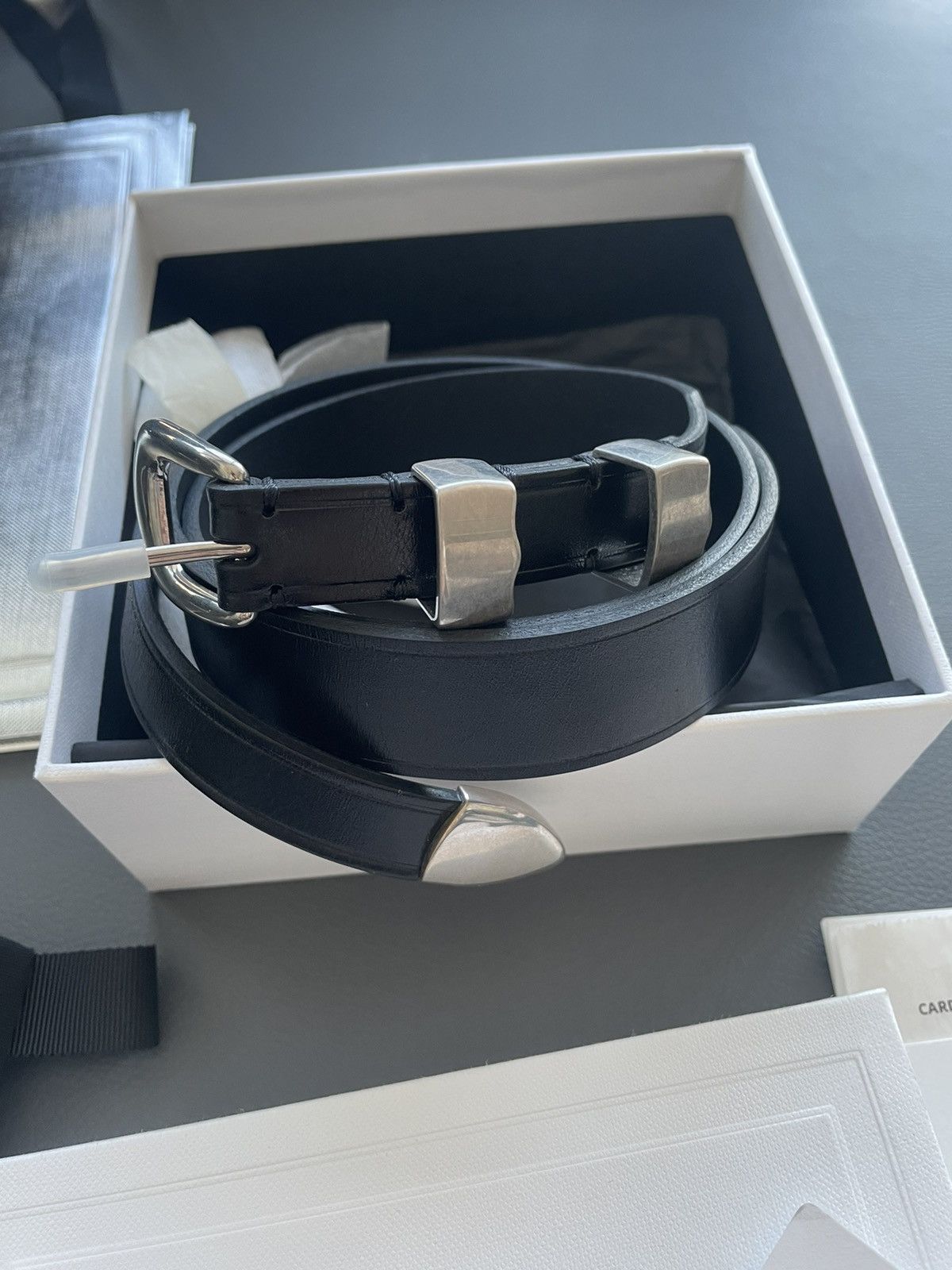 Celine × Hedi Slimane NEW Extremely Rare Super Runway Classic Western Leather Belt Size 34 - 6 Thumbnail
