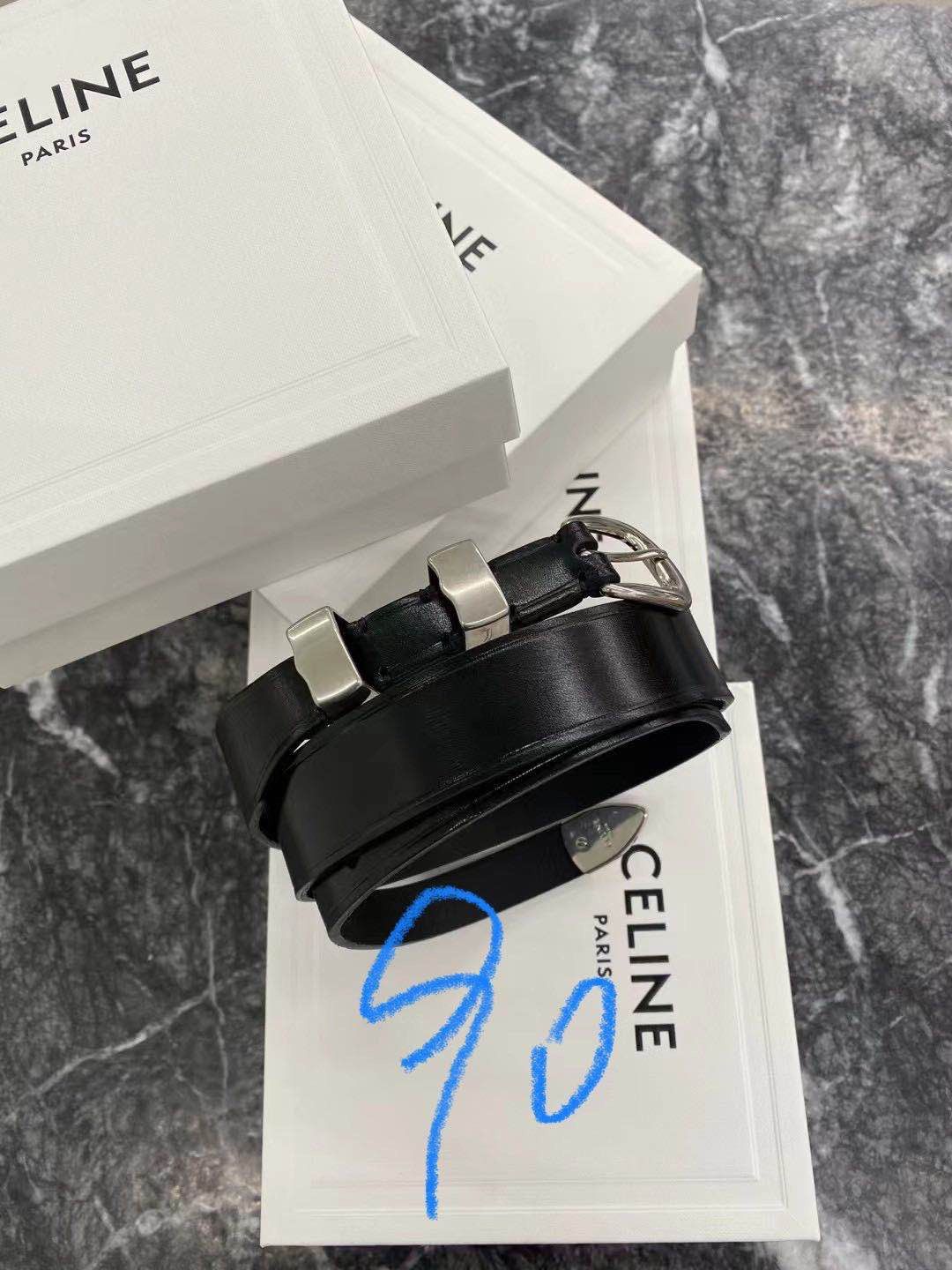 Celine × Hedi Slimane NEW Extremely Rare Super Runway Classic Western Leather Belt Size 34 - 11 Thumbnail