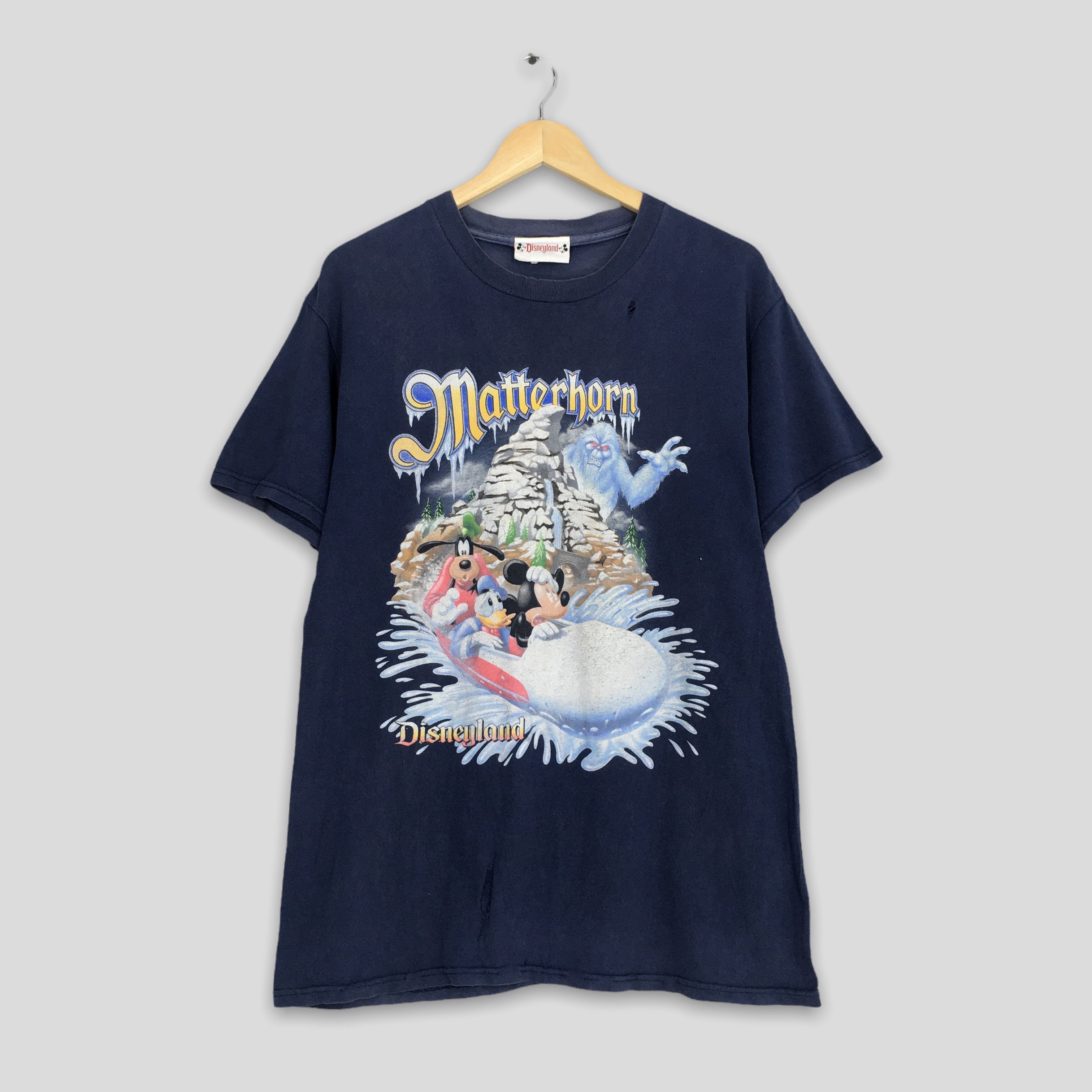 image of Cartoon Network x Disney Vintage 90's Disneyland Matterhorn Mickey Mouse Tshirt Small in Blue, Men'