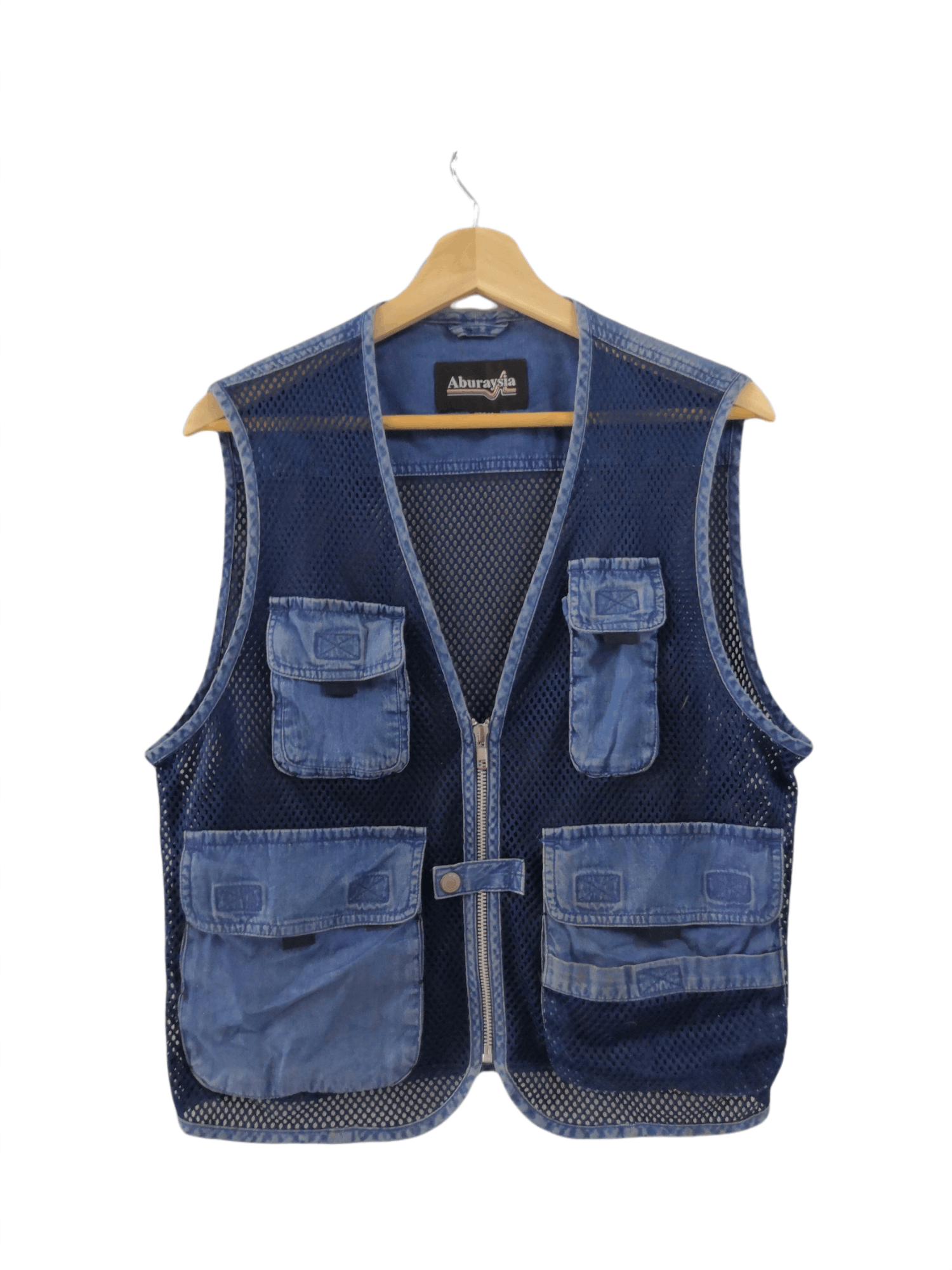 Vtg Aburasyia Multipocket Tactical Jean Vest Jacket