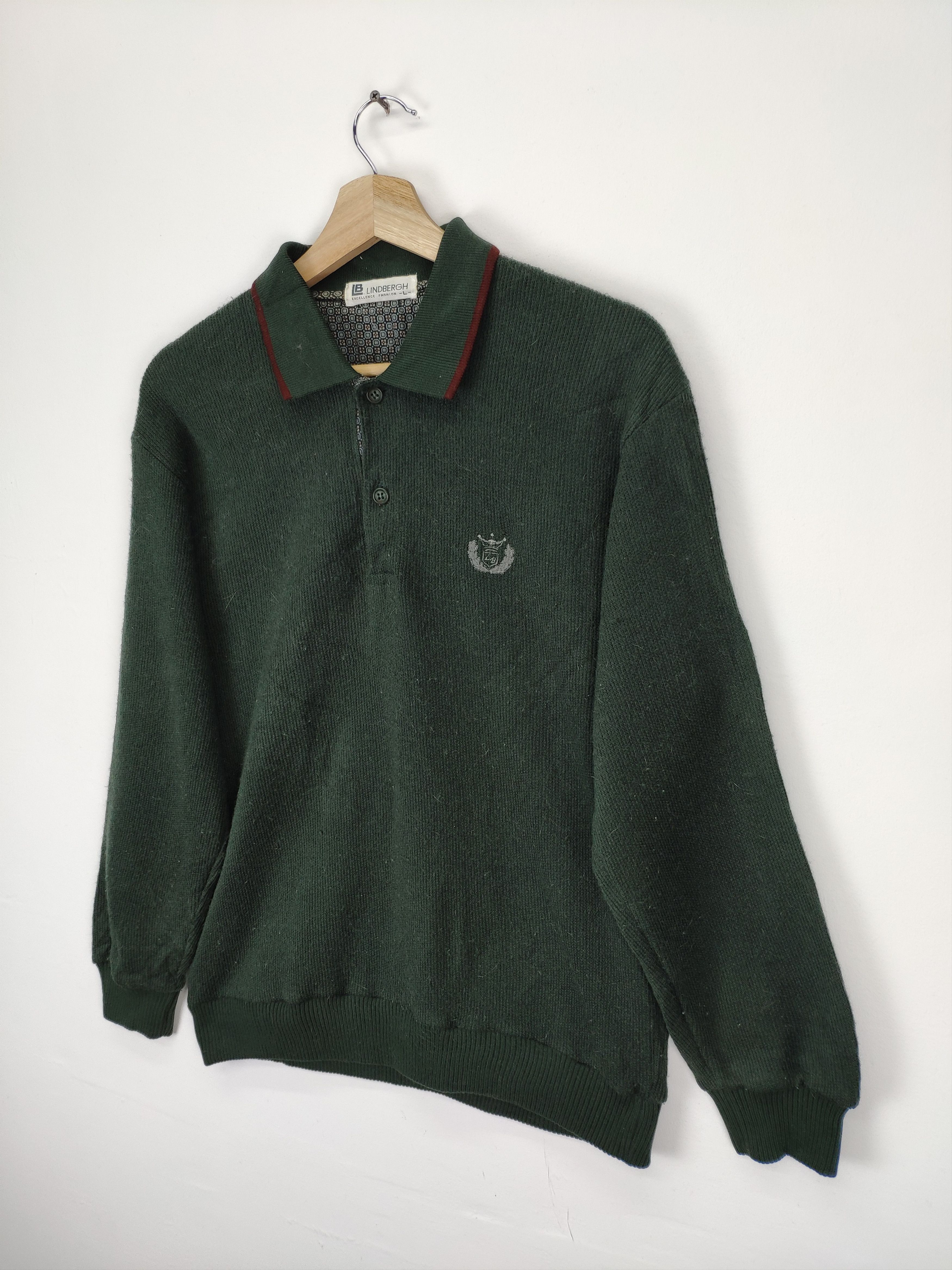Japanese Brand × Lindbergh × Vintage Vintage Wool Polo Shirt Long Sleeve by Lindberg Size US M / EU 48-50 / 2 - 2 Thumbnail