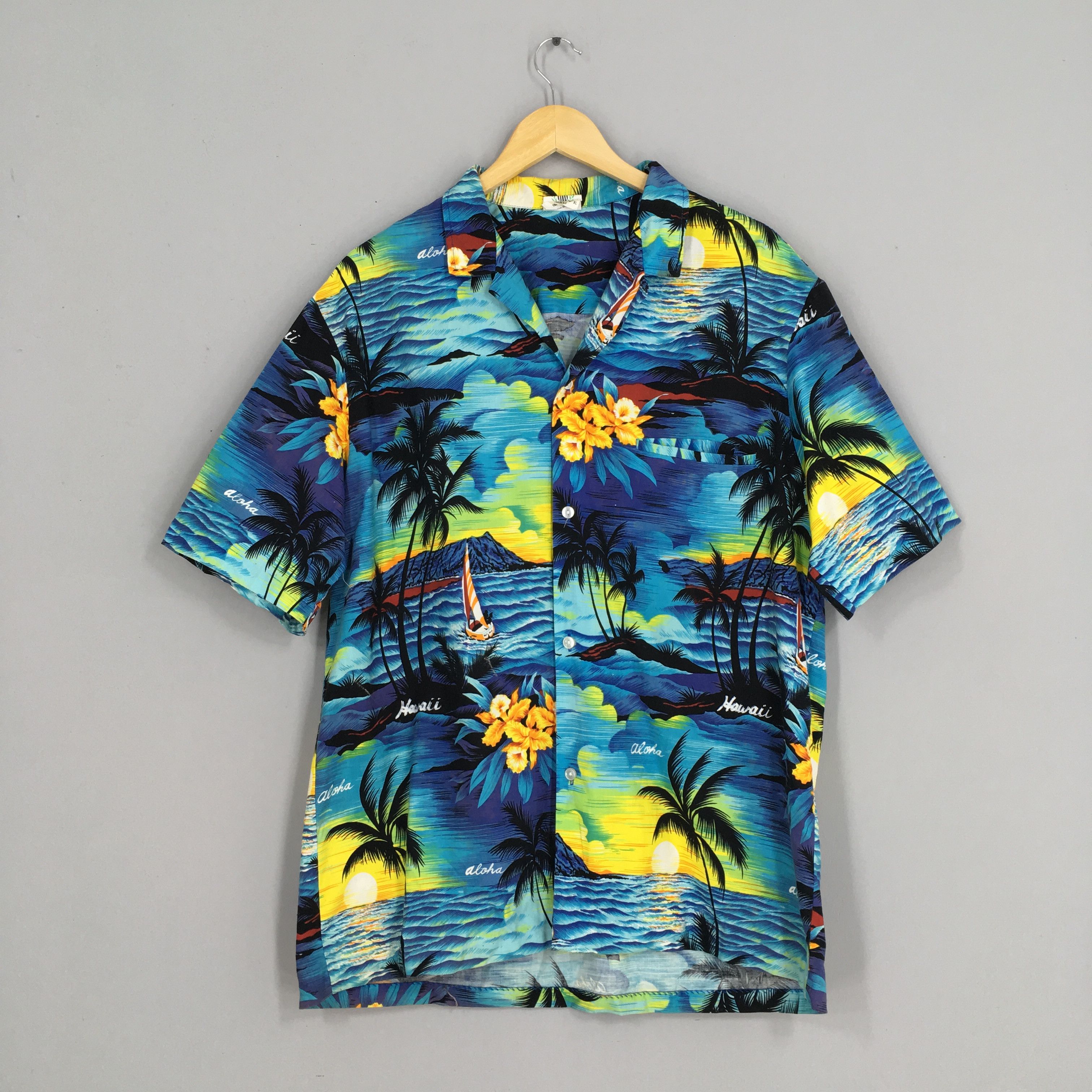 image of Aloha Wear x Hawaiian Shirt Vintage Hawaiian Aloha Tropical Shirt Xlarge Coconut Tree, Men's