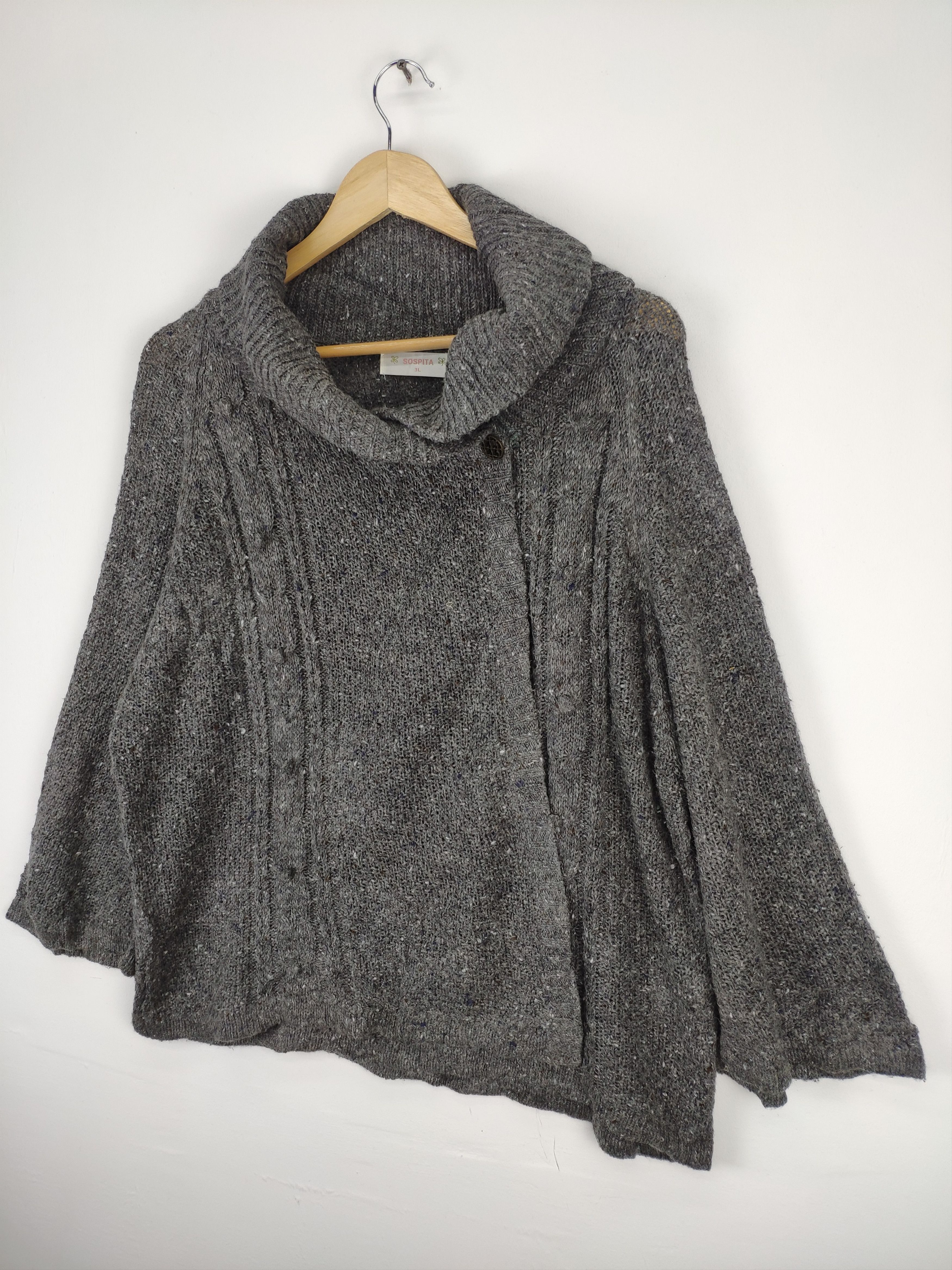 Japanese Brand × Vintage Vintage Wool Knit Cardigan Shawl Collar Size L / US 10 / IT 46 - 2 Thumbnail