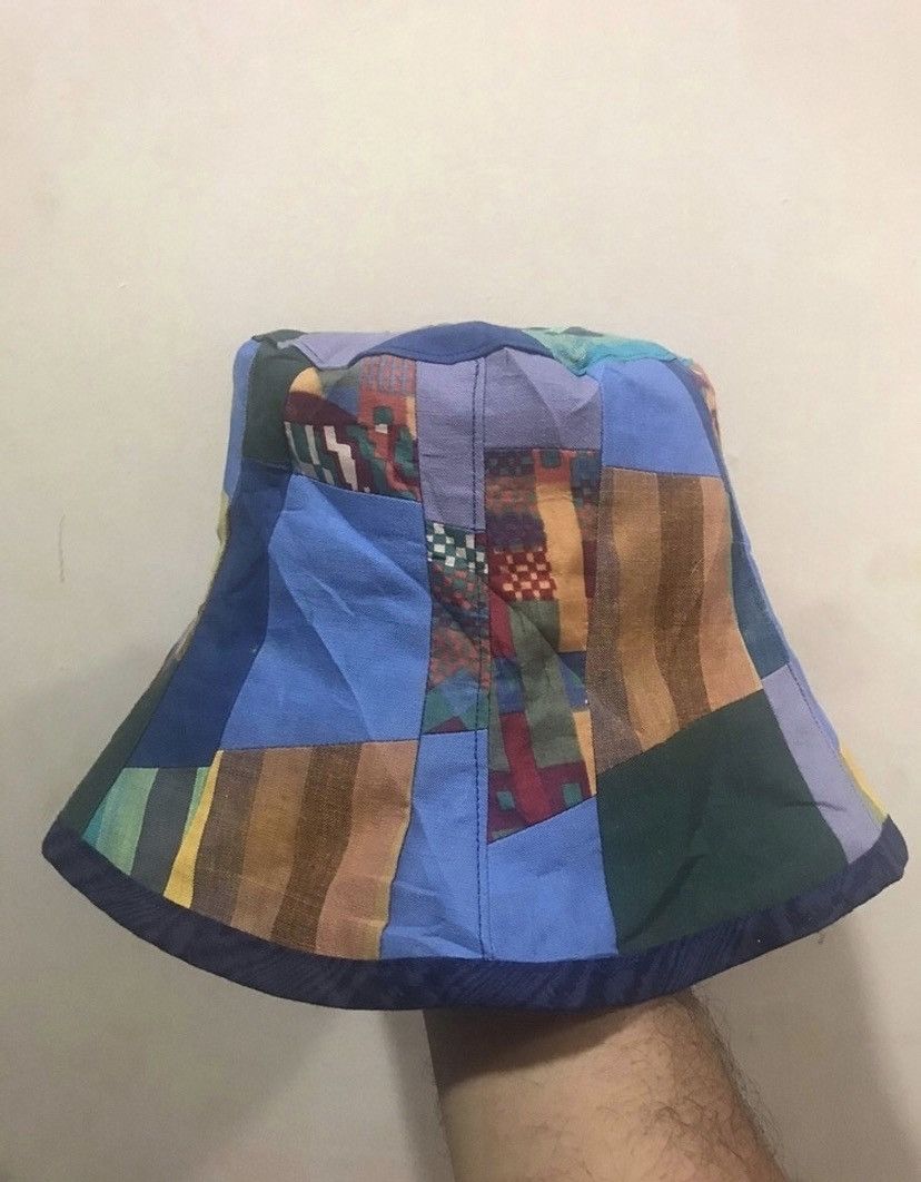 image of Vintage Colorful Patchwork Abstract Reversible Bucket Hat, Men's