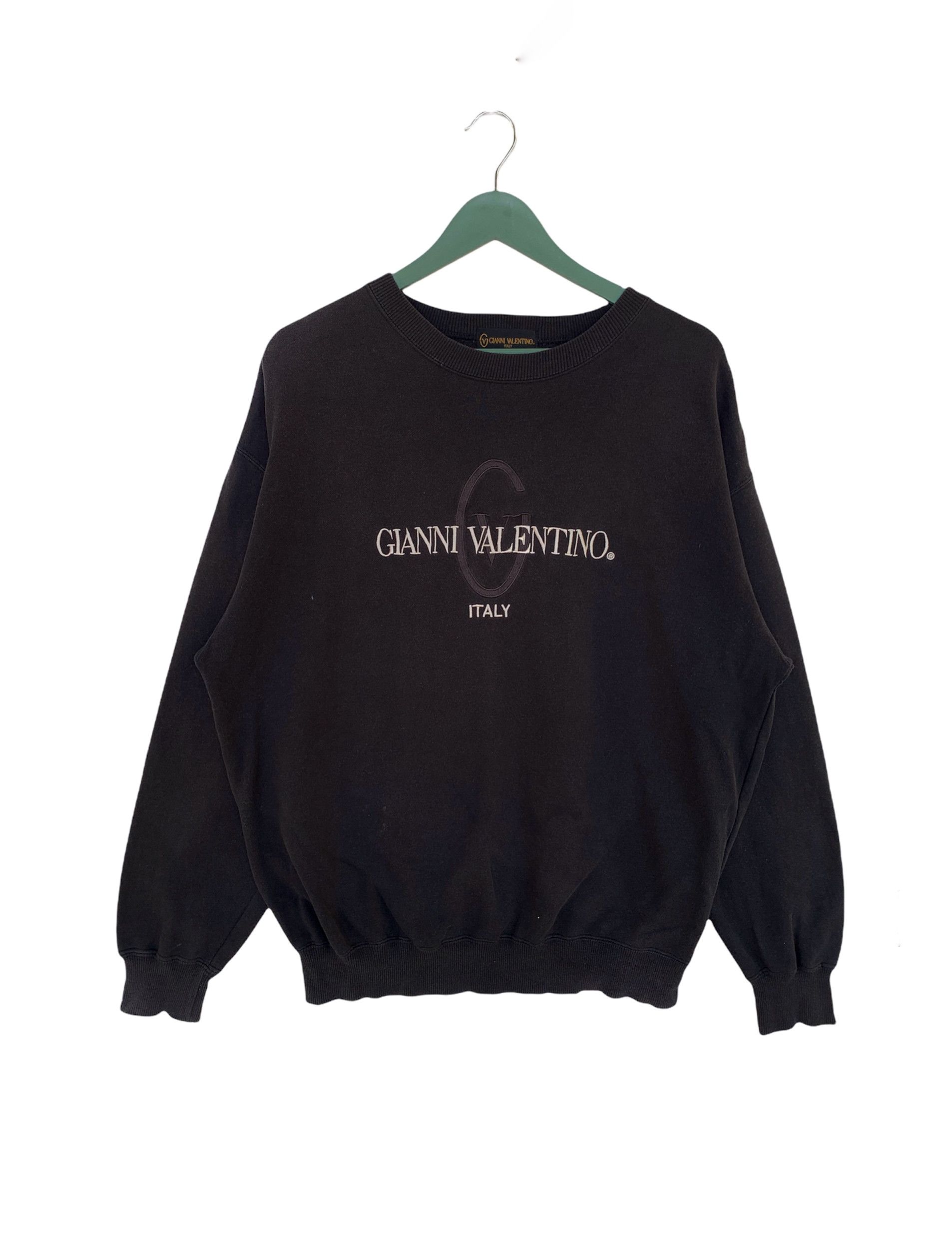 image of Italian Designers Vintage Gianni Valentino Embroidered Logo Sweatshirt in Black, Men's (Size XL)