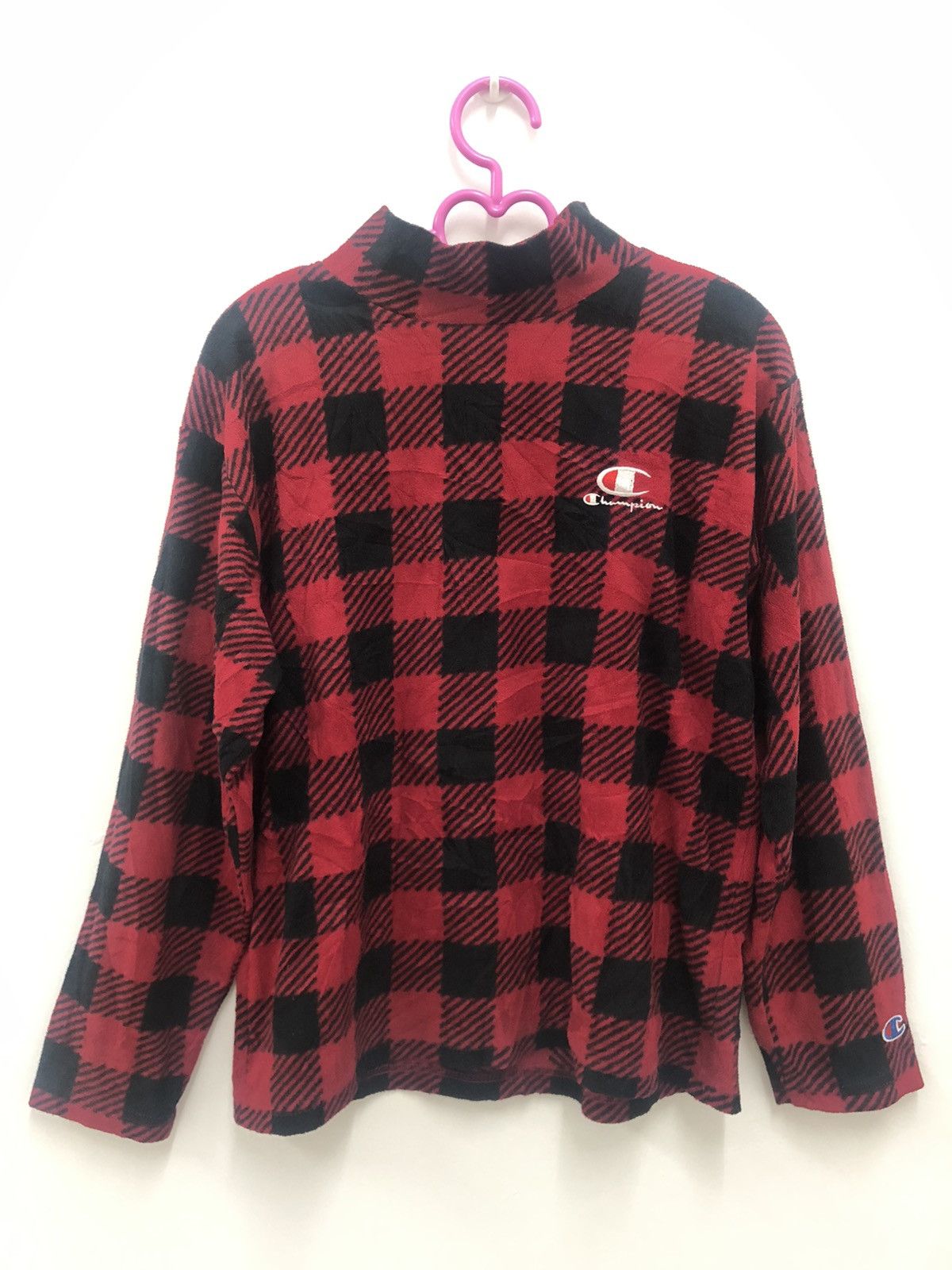 Champion Rare Vintage CHAMPION Tartan Plaid Gingham Turtleneck Shirt Size US S / EU 44-46 / 1 - 1 Thumbnail