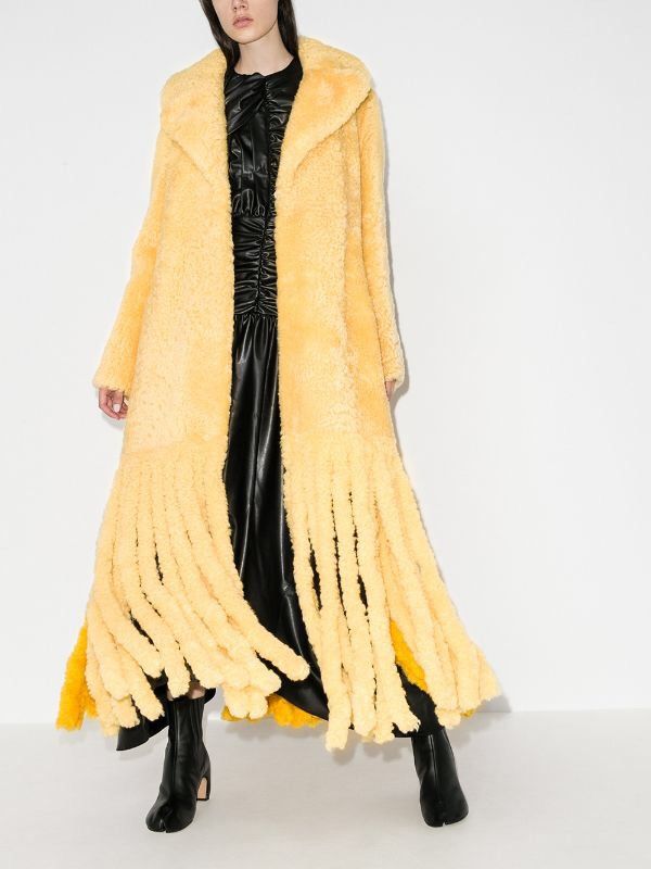 Bottega Veneta BNWT FW20 Teddy Shearling Fringe Coat in Yellow Size 34 Size XXS / US 00 / IT 34 - 6 Thumbnail
