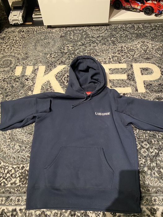 Supreme Supreme 1-800 Hooded Sweatshirt Hoodie Navy FW19 Small