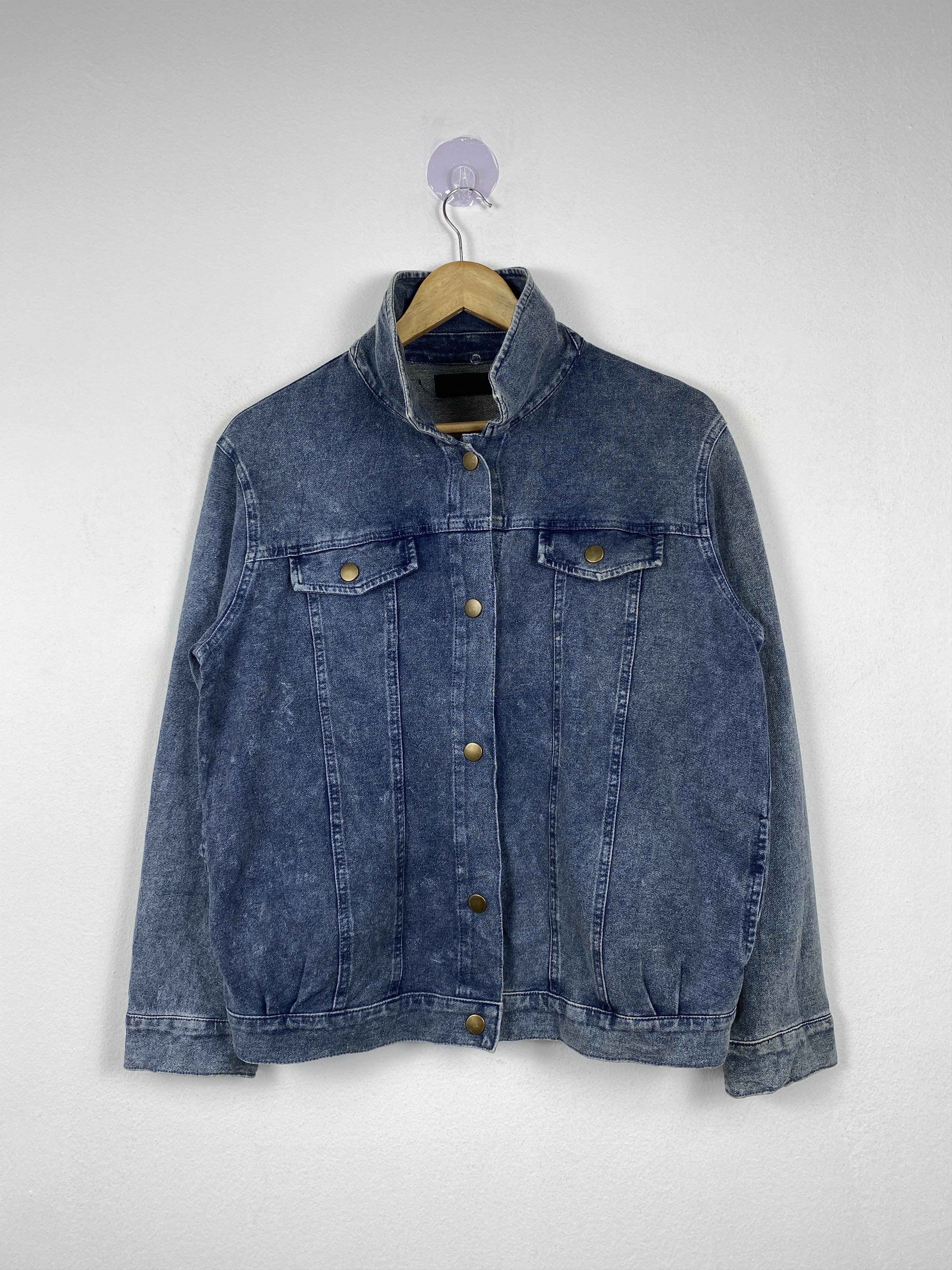image of Distressed Denim x Vintage Button Up Denim Jacket in Blue Denim, Men's (Size Small)