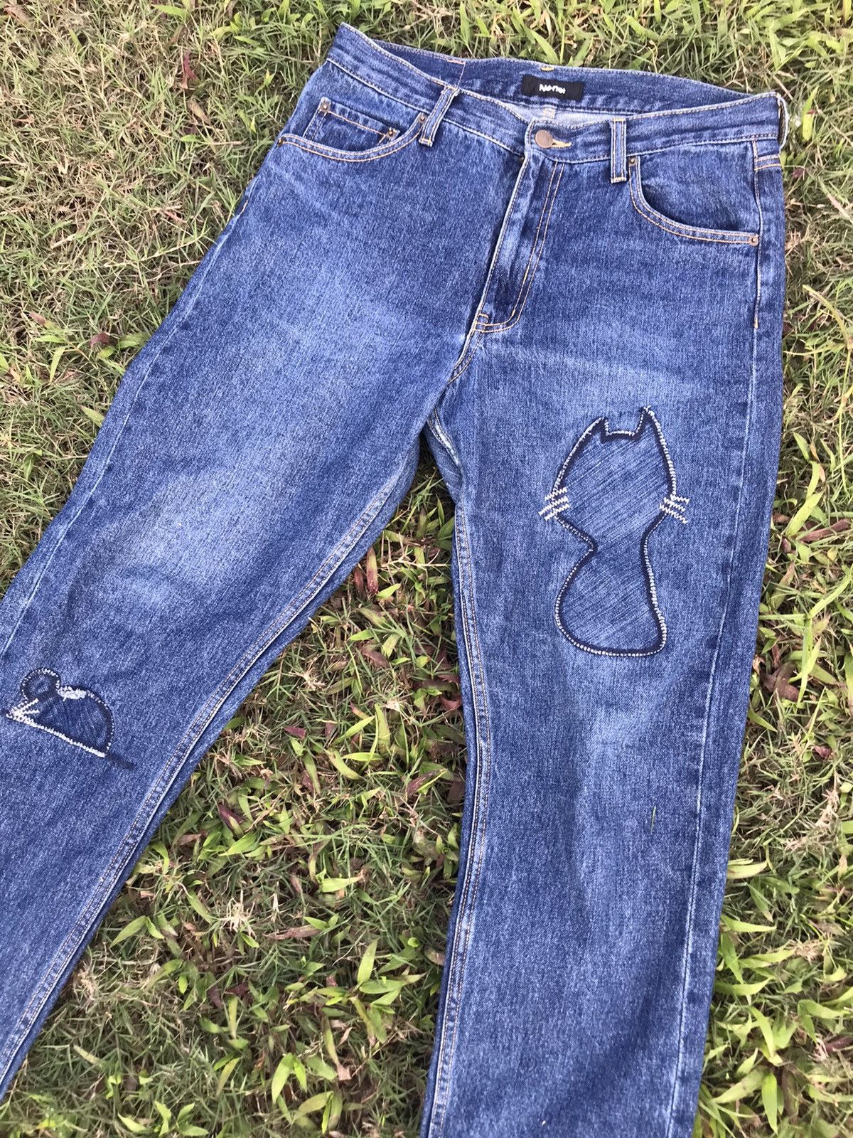 Issey Miyake × Ne-Net Ne-net distressed denim by issey miyake embroidered patches Size US 32 / EU 48 - 3 Thumbnail
