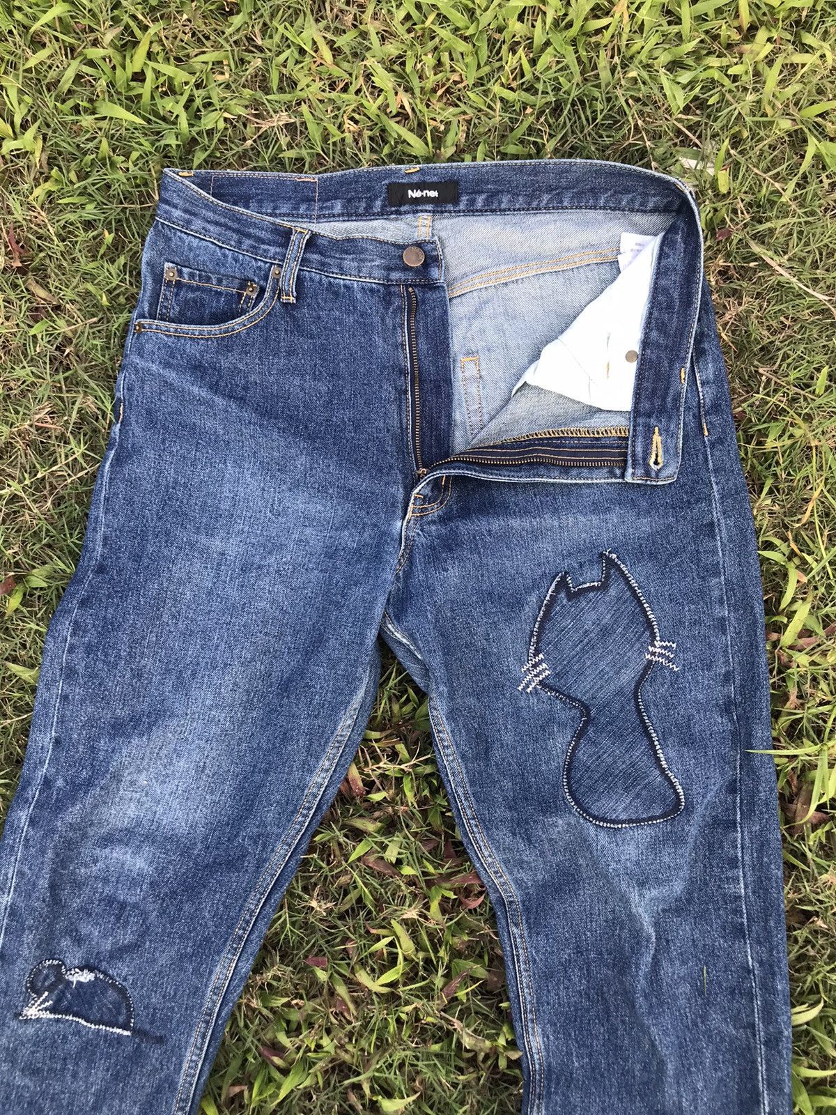 Issey Miyake × Ne-Net Ne-net distressed denim by issey miyake embroidered patches Size US 32 / EU 48 - 7 Thumbnail