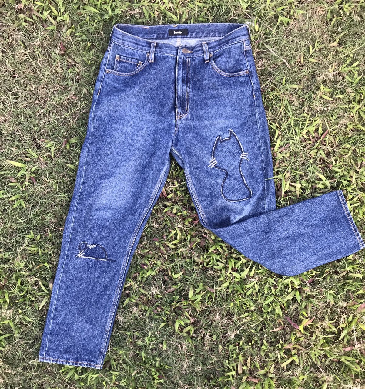 Issey Miyake × Ne-Net Ne-net distressed denim by issey miyake embroidered patches Size US 32 / EU 48 - 1 Thumbnail