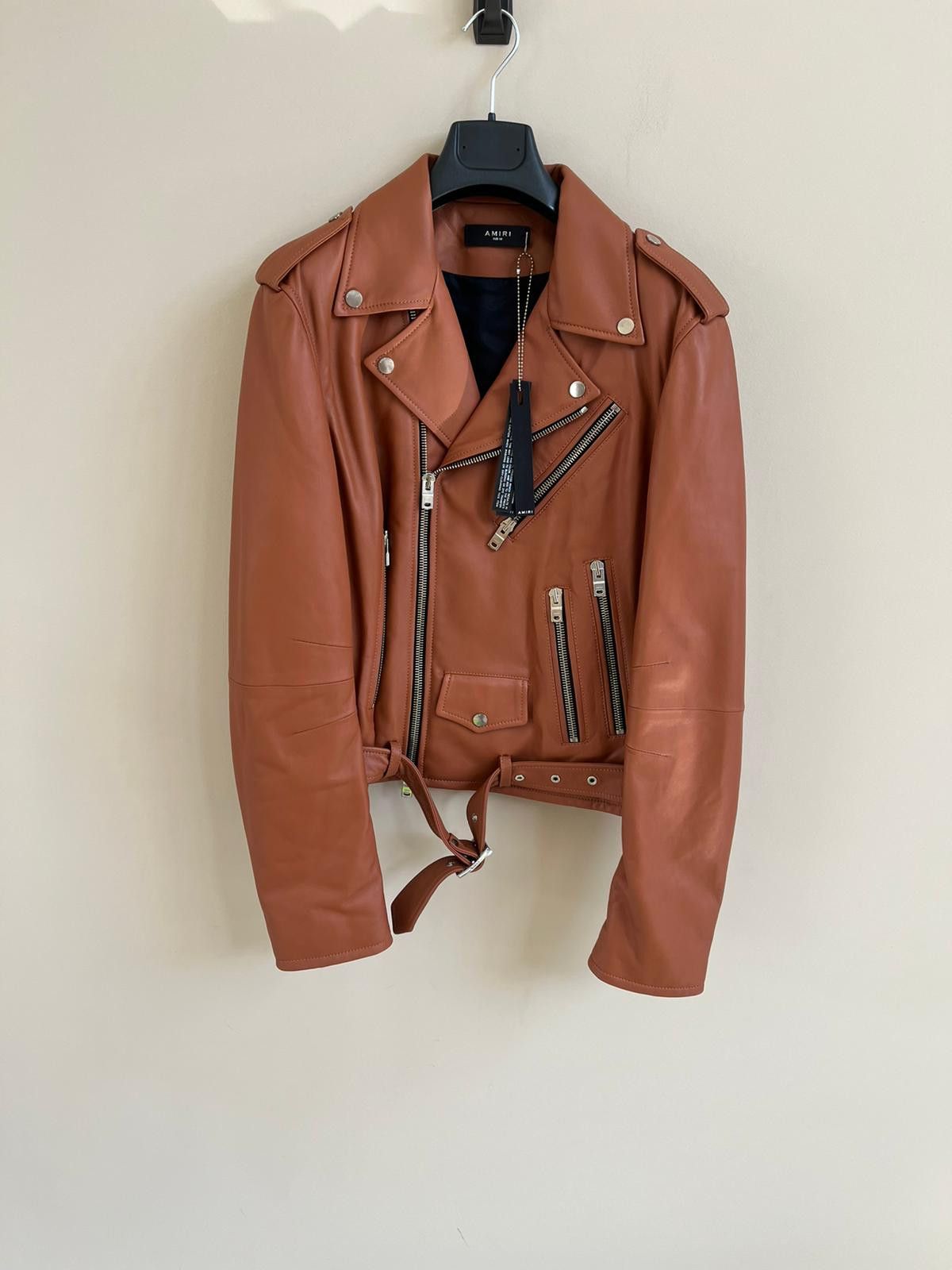 image of Amiri Lightweight Biker Jacket In Roasted Red, Men's (Size Medium)