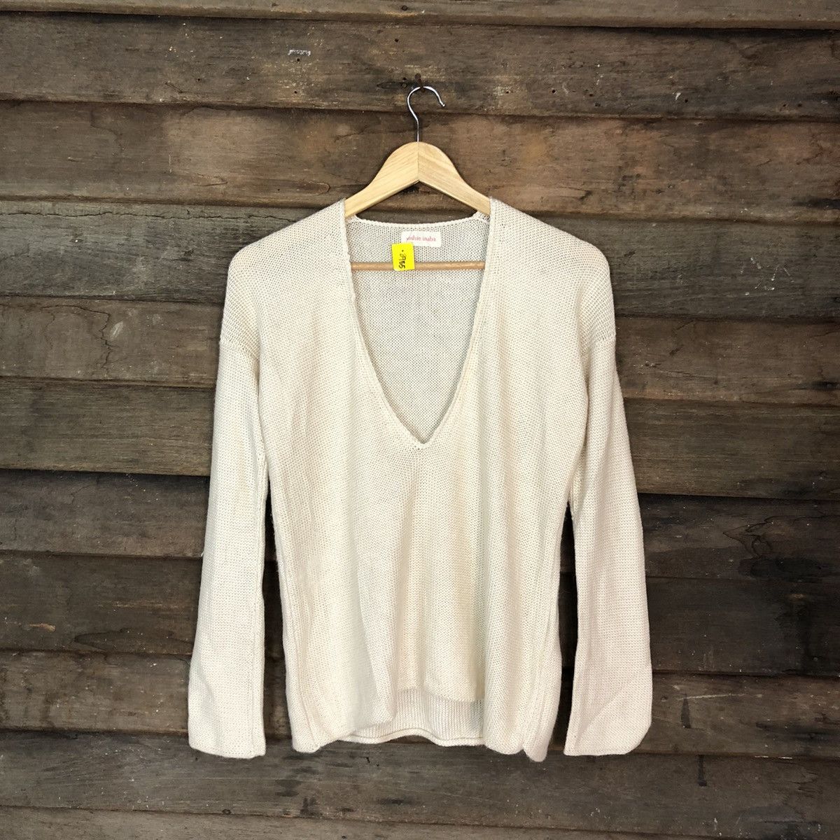 image of Yoshie Inaba Cream Crochet Meshnet Knitwear 3955, Men's (Size Medium)