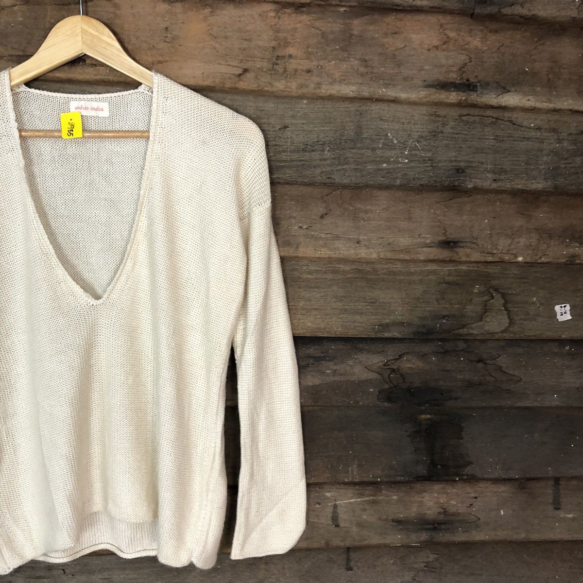 Japanese Brand Yoshie Inaba Cream crochet meshnet Knitwear #3955 Size US M / EU 48-50 / 2 - 5 Thumbnail