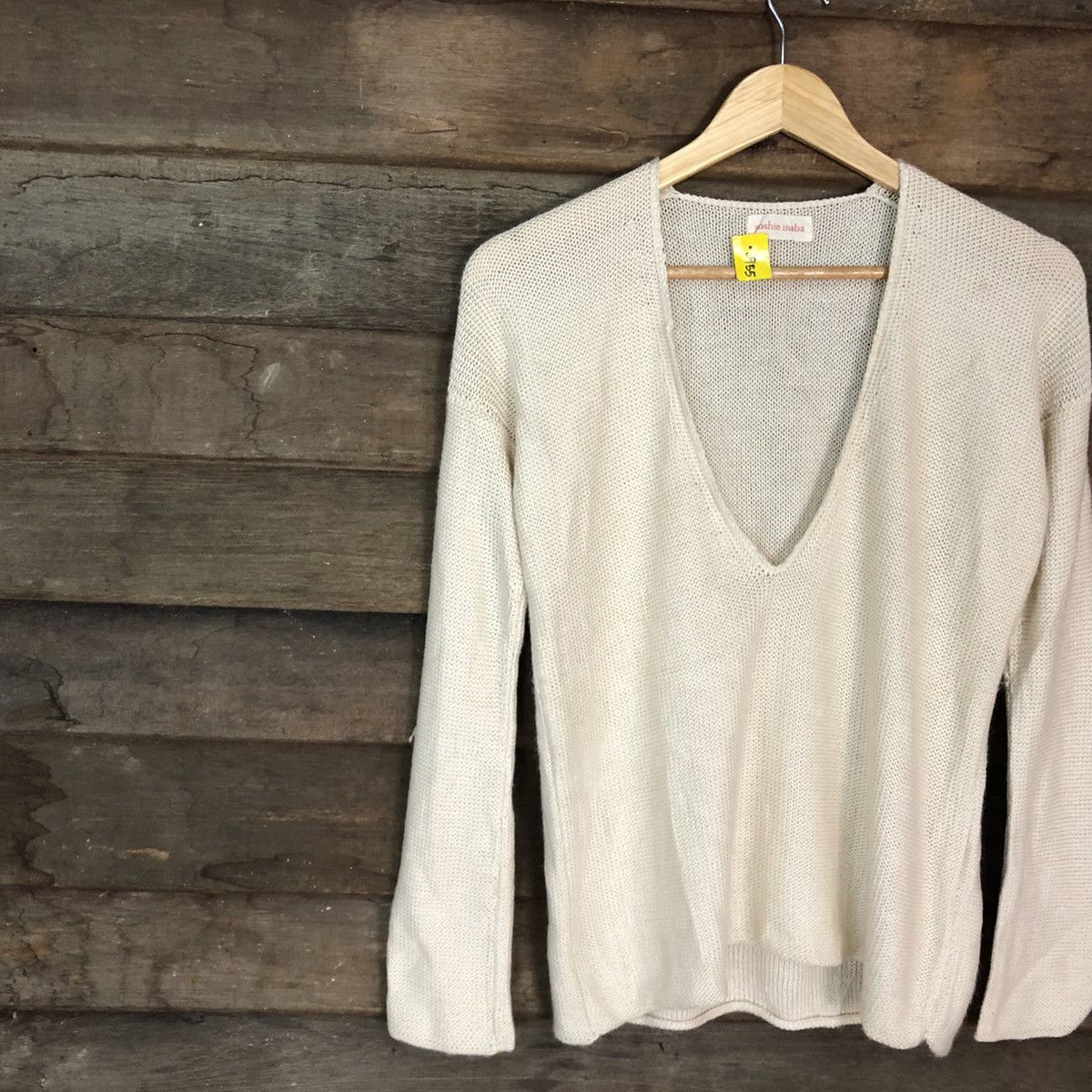 Japanese Brand Yoshie Inaba Cream crochet meshnet Knitwear #3955 Size US M / EU 48-50 / 2 - 7 Thumbnail