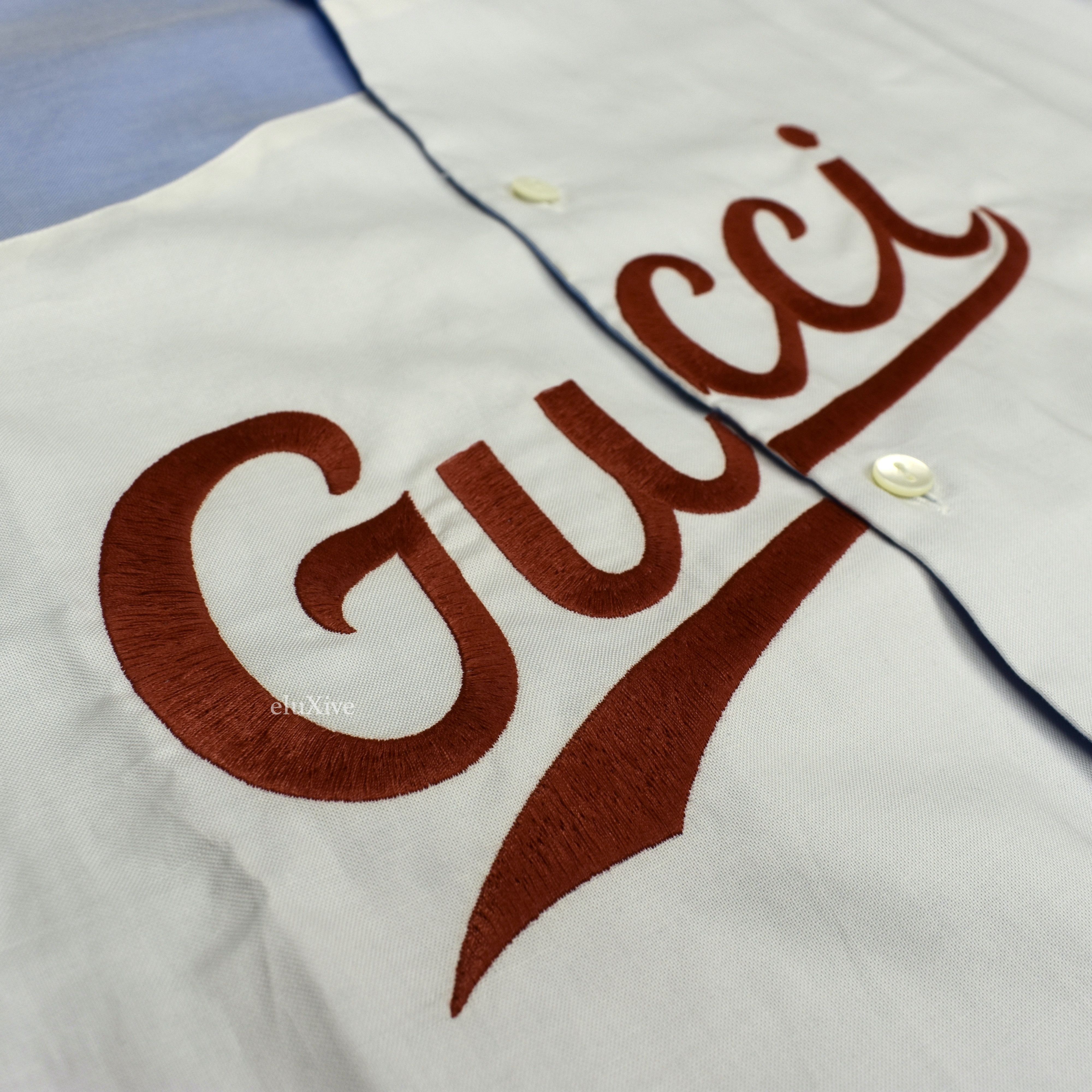 Gucci Gucci Blue Script Logo Oversized Bowling Shirt 46 NWT Size US S / EU 44-46 / 1 - 6 Thumbnail