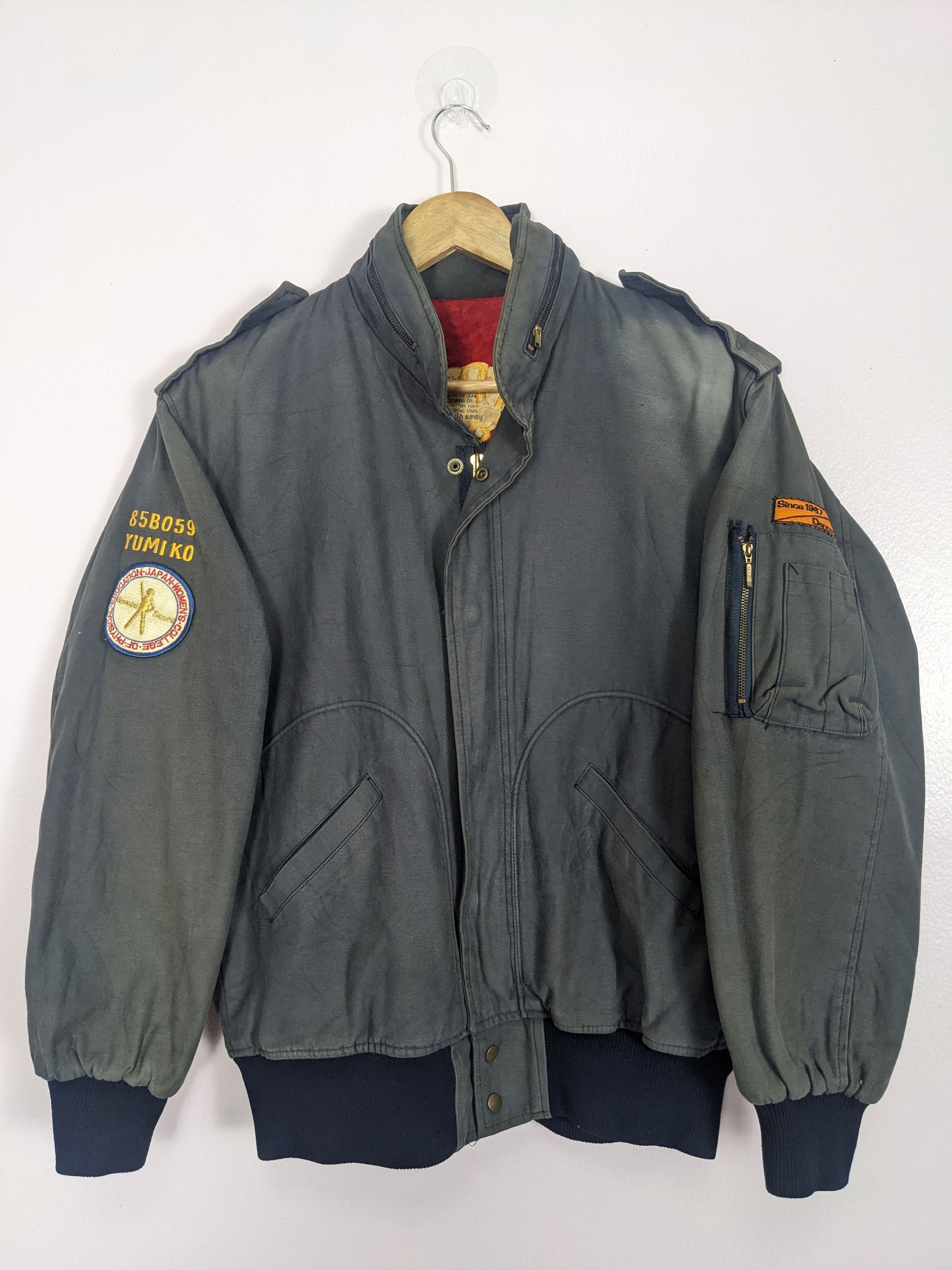 image of High School Legends x Vintage Sherpa Lining Zip Bombers Jacket in Dark Gray Faded, Women's (Size Me