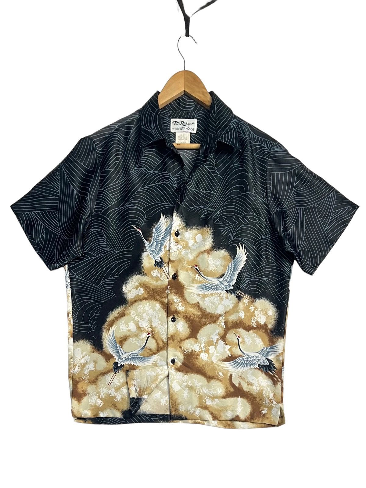 image of Art x Liberty London VTG Tori Richard Abstract Bird Of Paradise For Liberty House in Black White (S