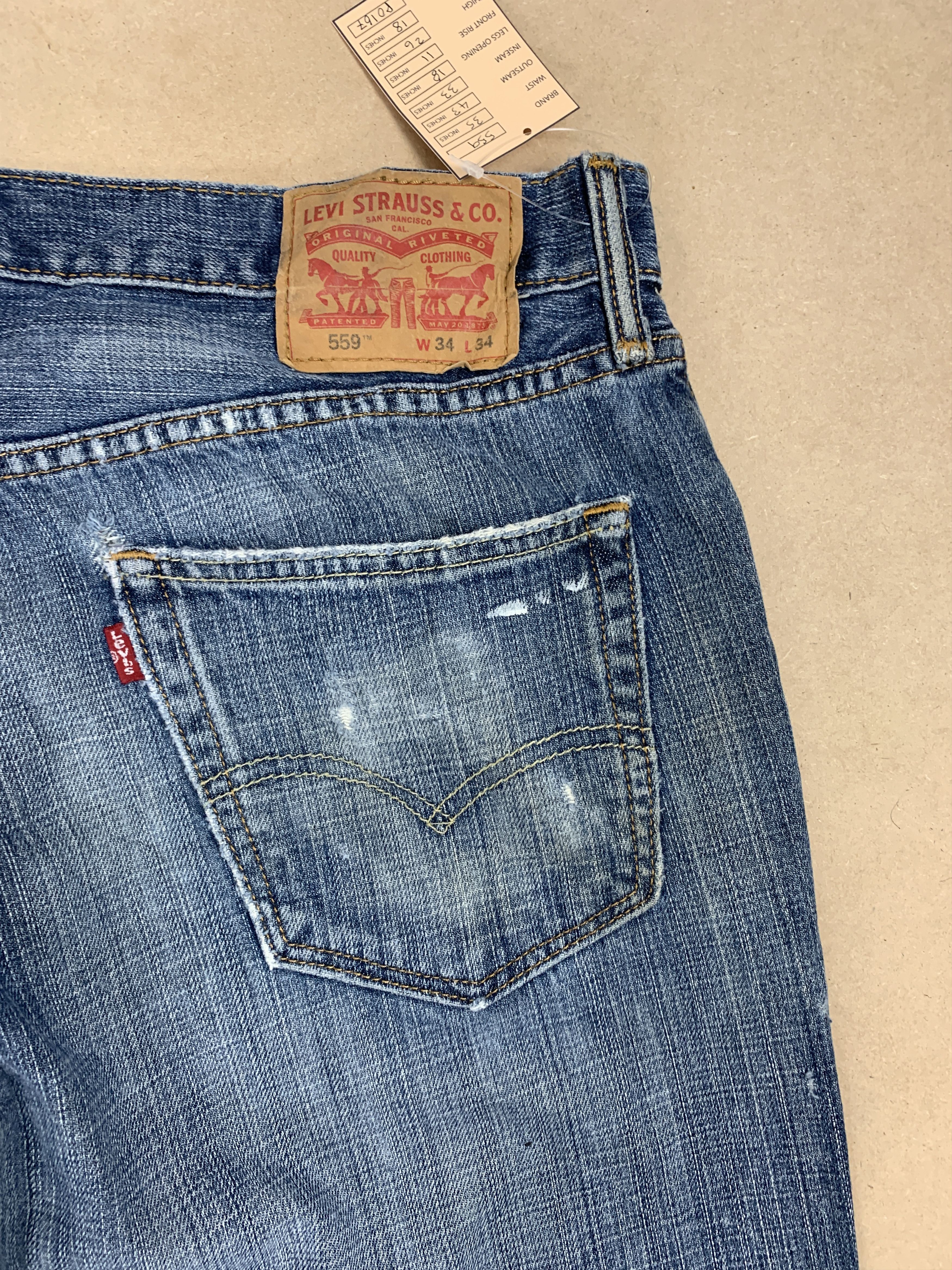 Levi's × Levi's Vintage Clothing × Vintage Vintage LEVI'S 559 Distressed Faded Mid Wash Jeans Size US 35 - 9 Thumbnail