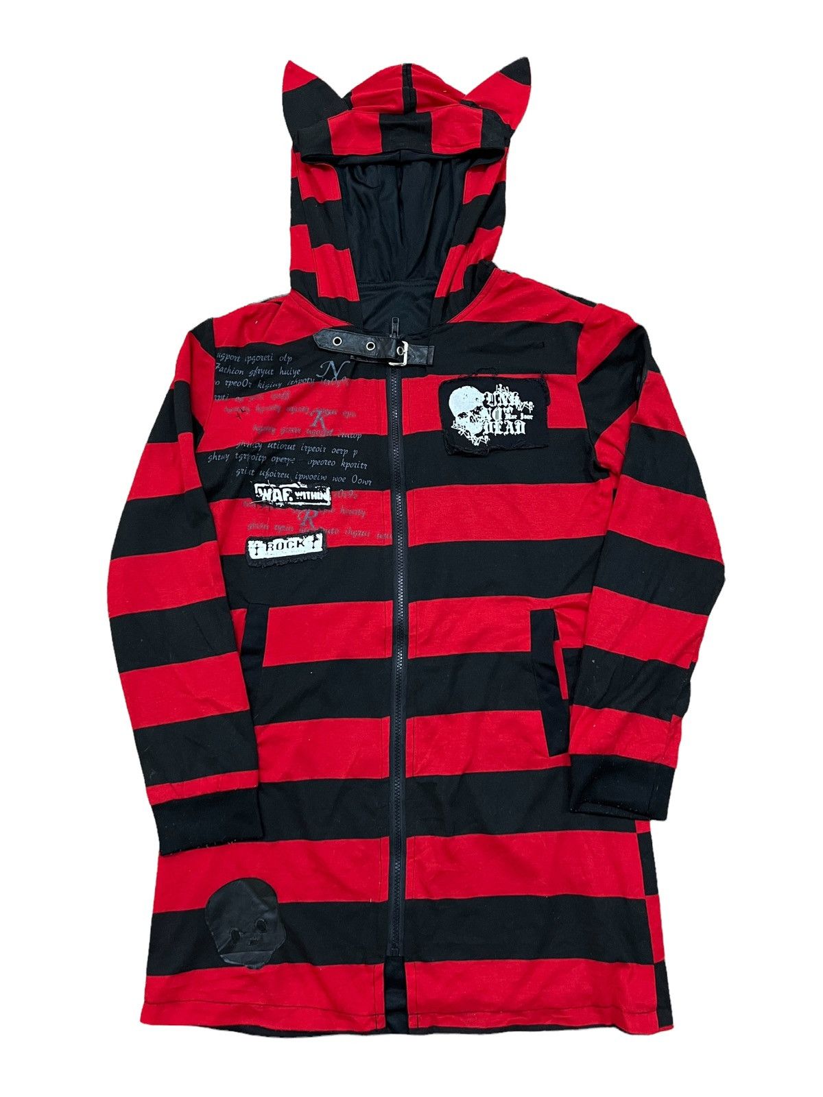 image of Seditionaries Drug Honey Stripes Bondage Satan Hoodie in Red/Black (Size Small)