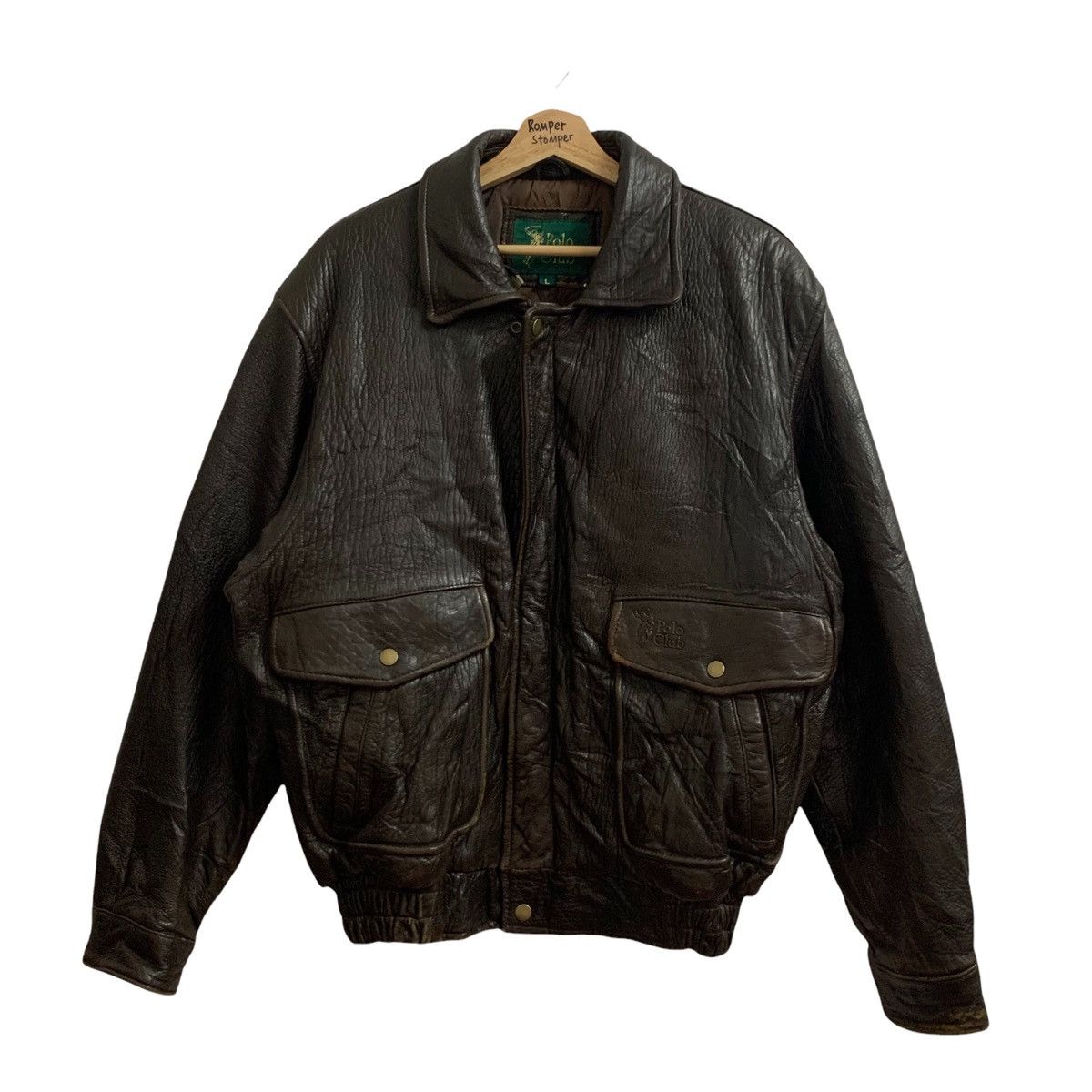 Beverly Hills Polo Club Polo Club Big Logo Leather Jacket Grailed