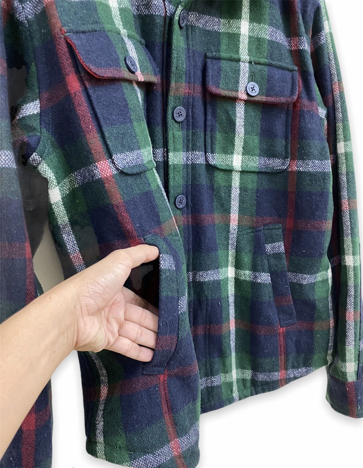 Flannel × Japanese Brand × Vintage Vintage Top Valu Japanese Brand Wool Chekered Flannel Size US XL / EU 56 / 4 - 7 Thumbnail