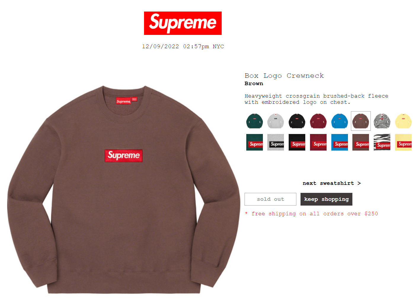 Supreme Supreme Box Logo Crewneck Sweatshirt Brown Large L NEW BOGO Size US L / EU 52-54 / 3 - 13 Thumbnail