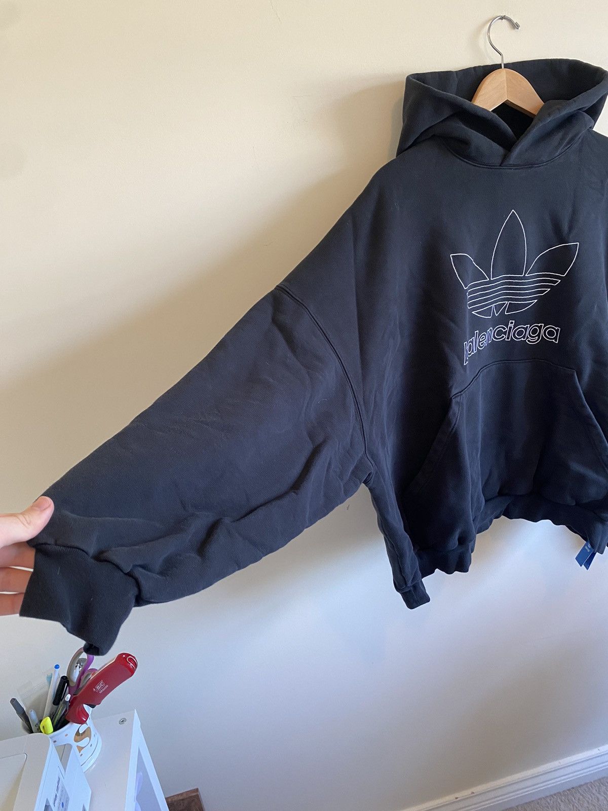 Adidas × Balenciaga 2022 Balenciaga Adidas Large Fit hoodie Black Runway Size US M / EU 48-50 / 2 - 3 Thumbnail