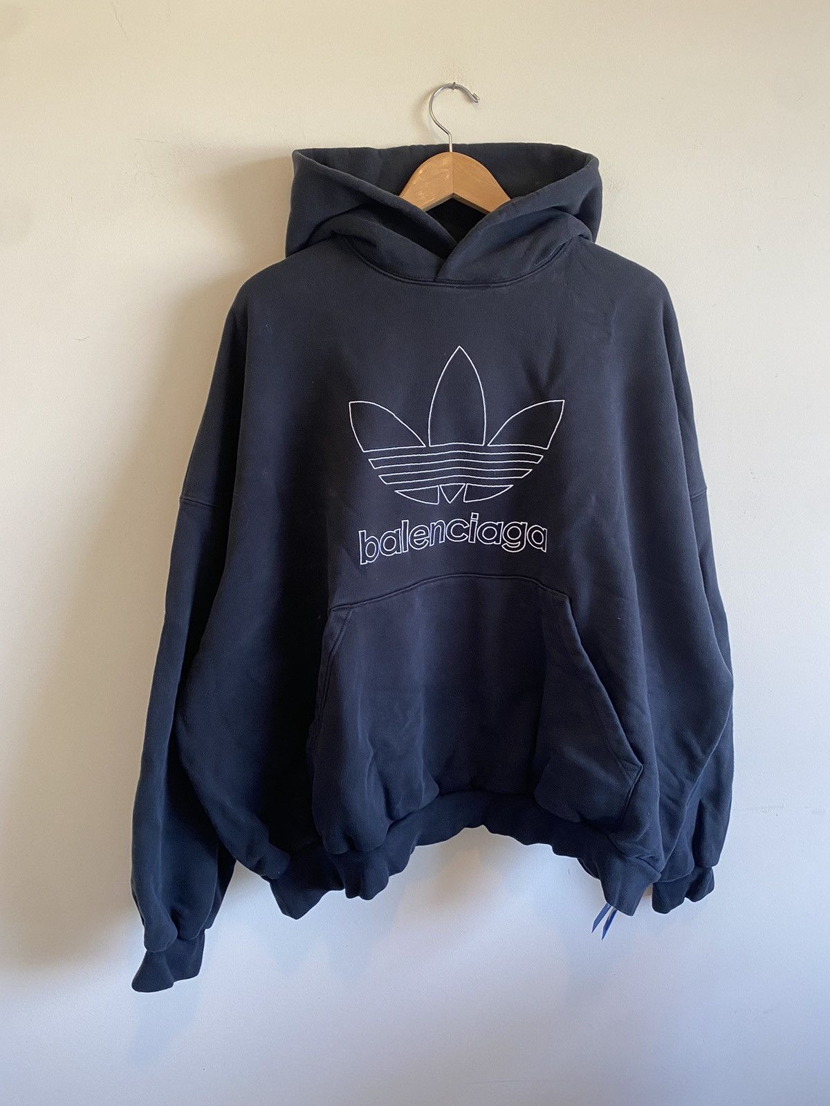 Adidas × Balenciaga 2022 Balenciaga Adidas Large Fit hoodie Black Runway Size US M / EU 48-50 / 2 - 1 Thumbnail