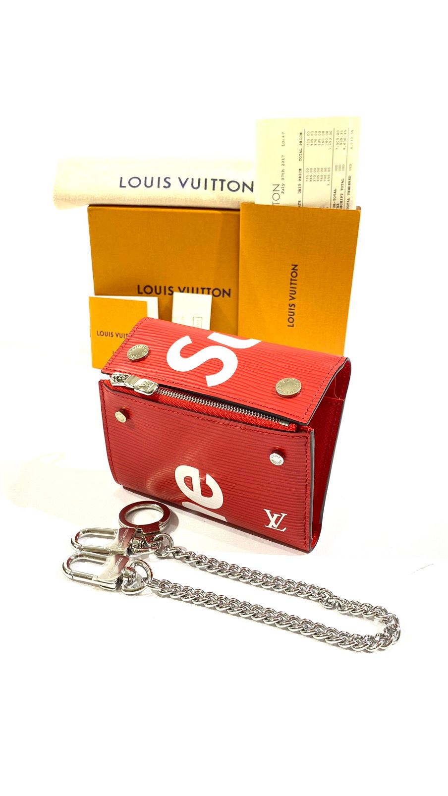 Supreme Louis Vuitton X Supreme Chain Wallet EPI Red