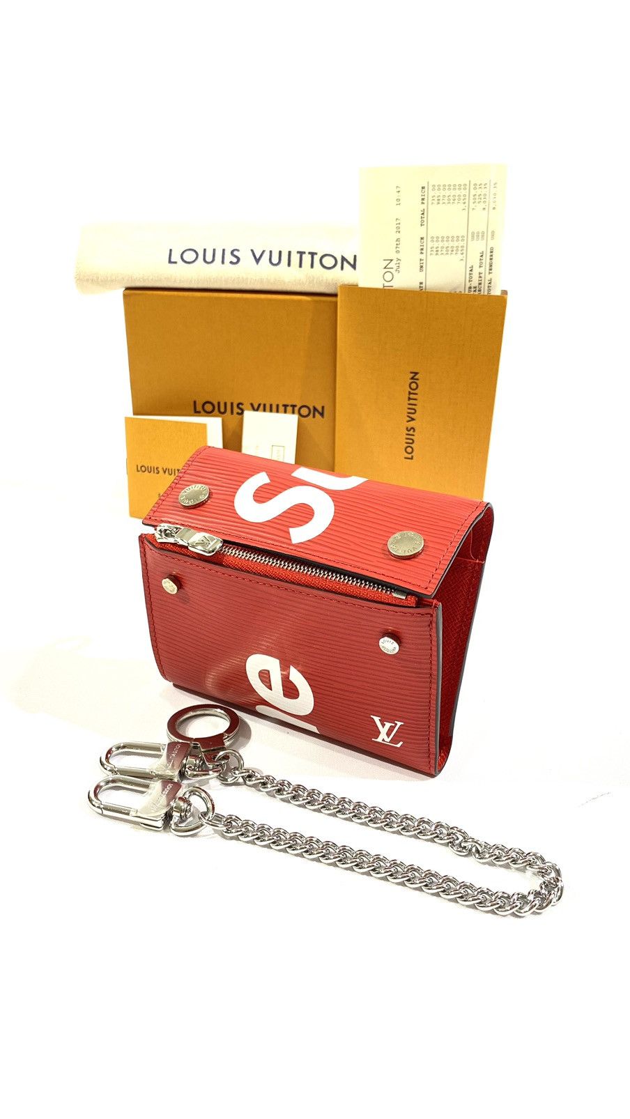 Louis Vuitton x Supreme Red Epi Leather chain Wallet Louis Vuitton