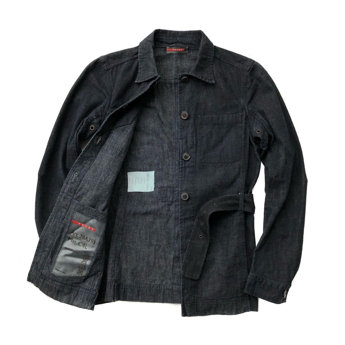 Prada Prada Belted Denim Jacket Size S / US 4 / IT 40 - 3 Thumbnail