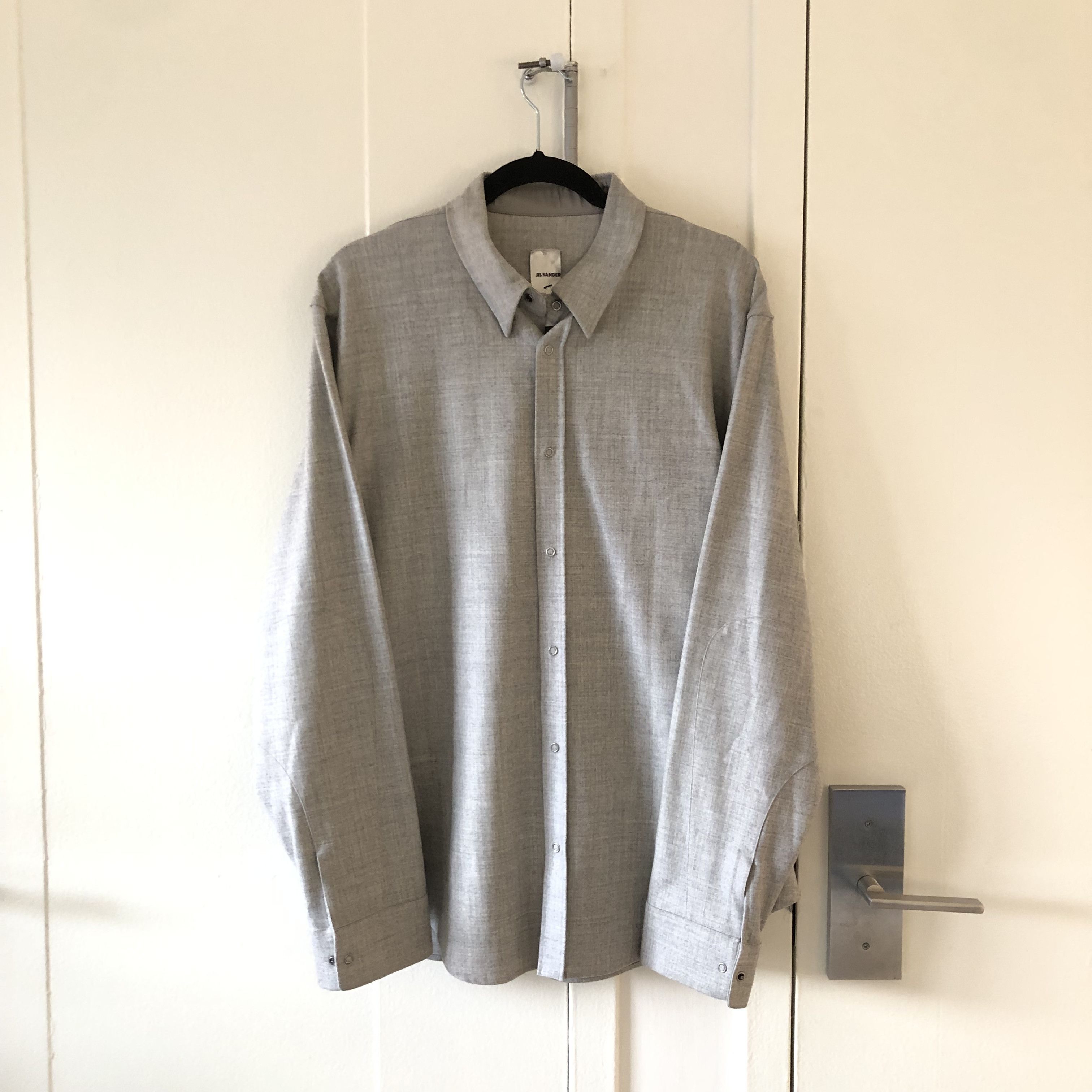 Image of Jil Sander Wool Overshirt in Grey, Men's (Size XL)