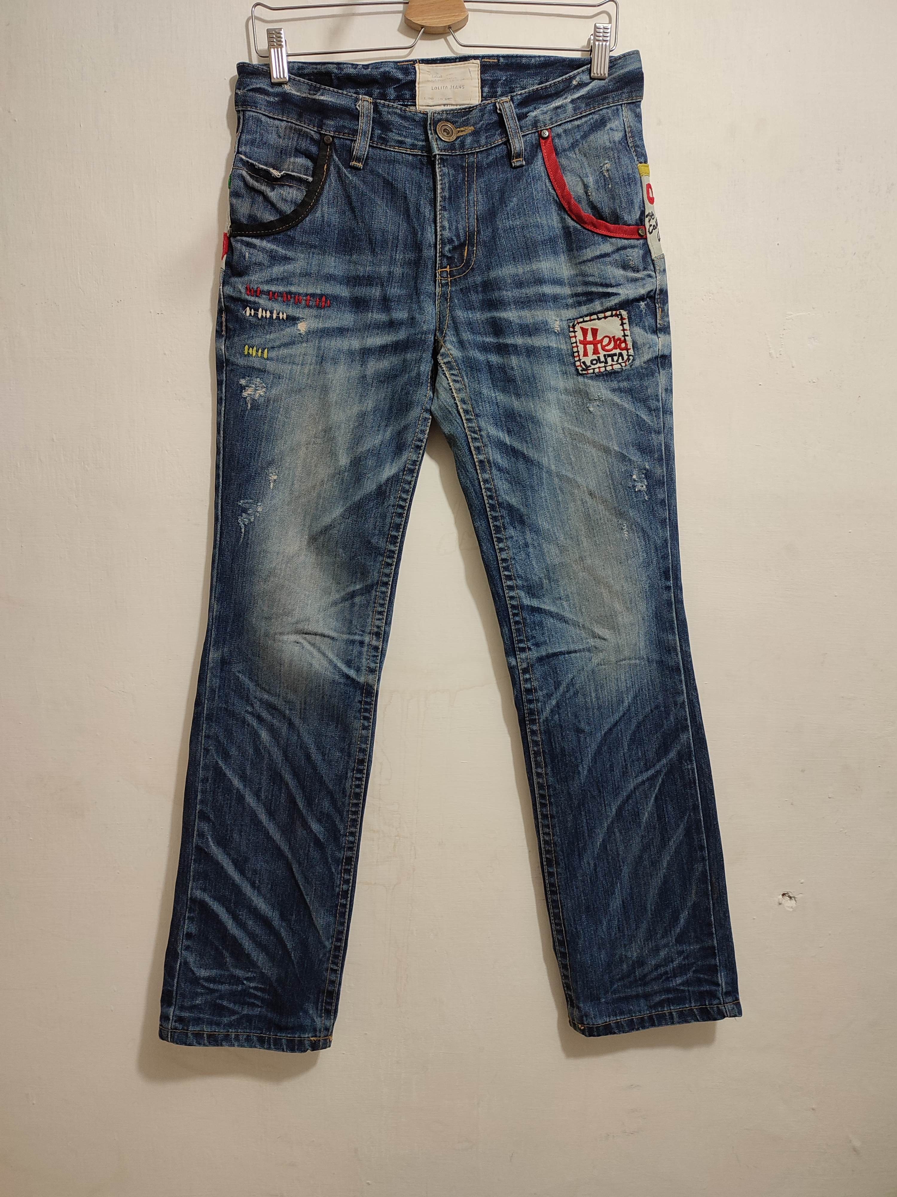 Japanese Brand 🔥Lolita Jeans Nice Design Embroidery Cartoon Art Size US 29 - 10 Thumbnail