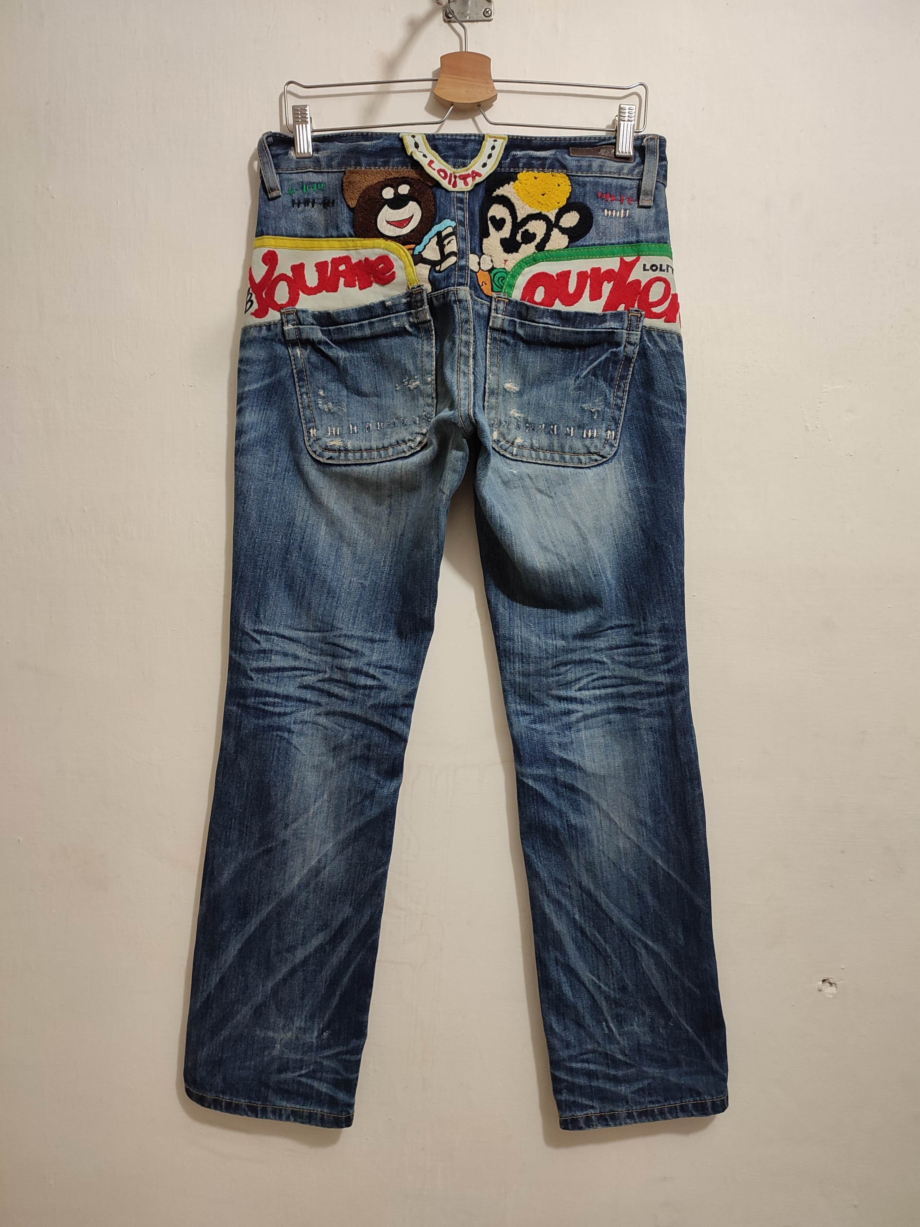 Japanese Brand 🔥Lolita Jeans Nice Design Embroidery Cartoon Art Size US 29 - 5 Thumbnail