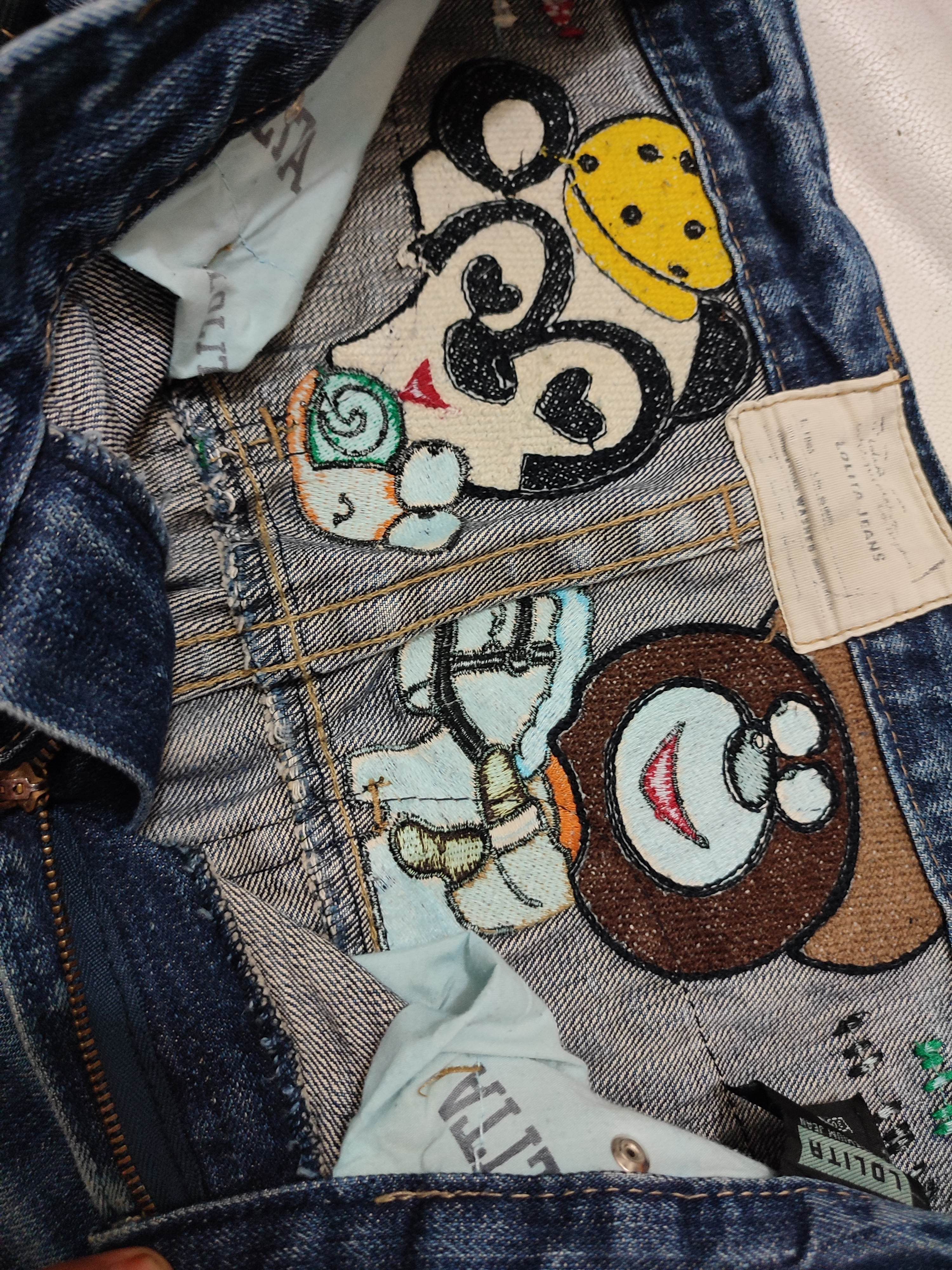 Japanese Brand 🔥Lolita Jeans Nice Design Embroidery Cartoon Art Size US 29 - 16 Thumbnail