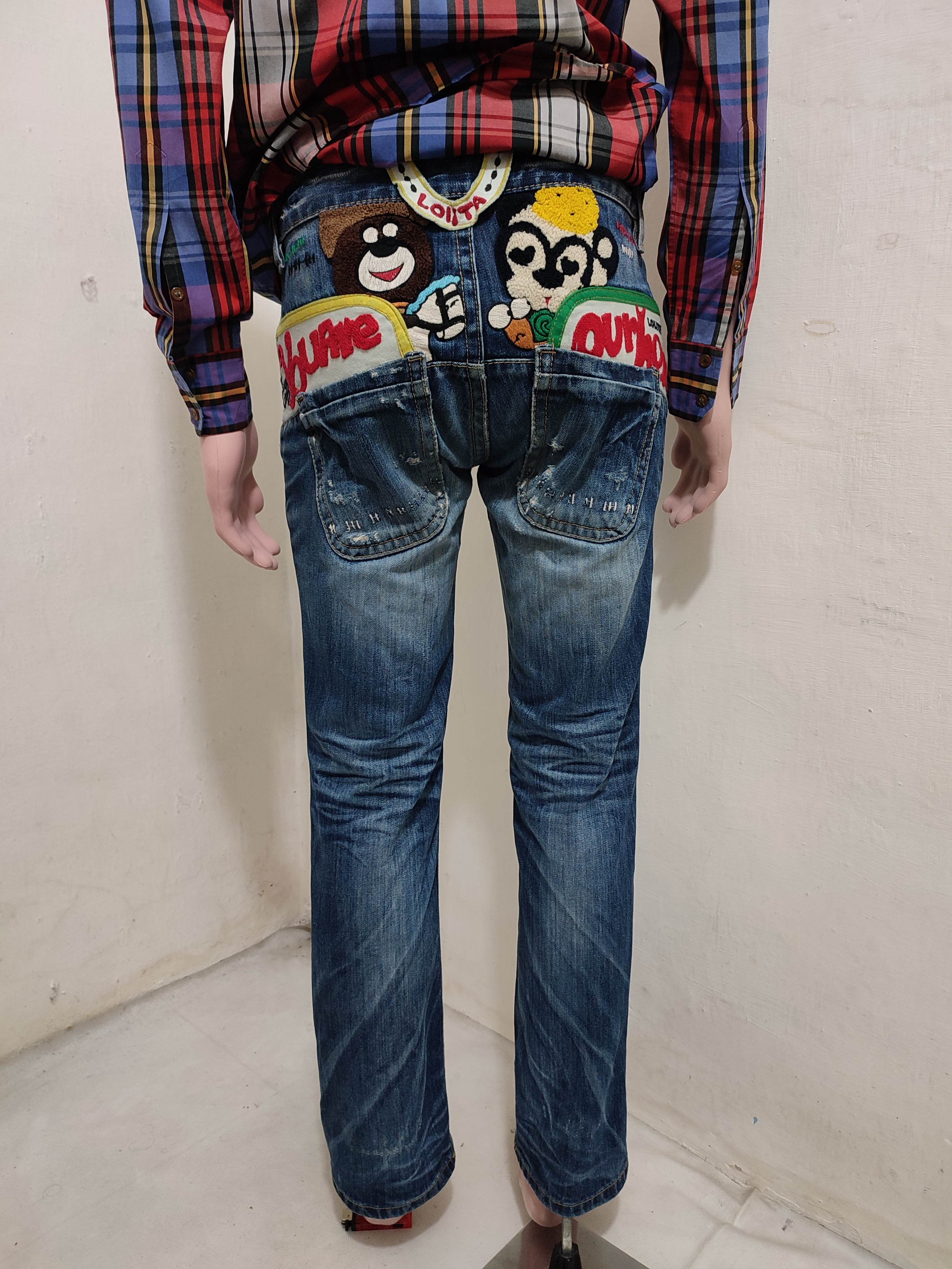 image of Lolita Jeans Nice Design Embroidery Cartoon Art, Men's (Size 29)
