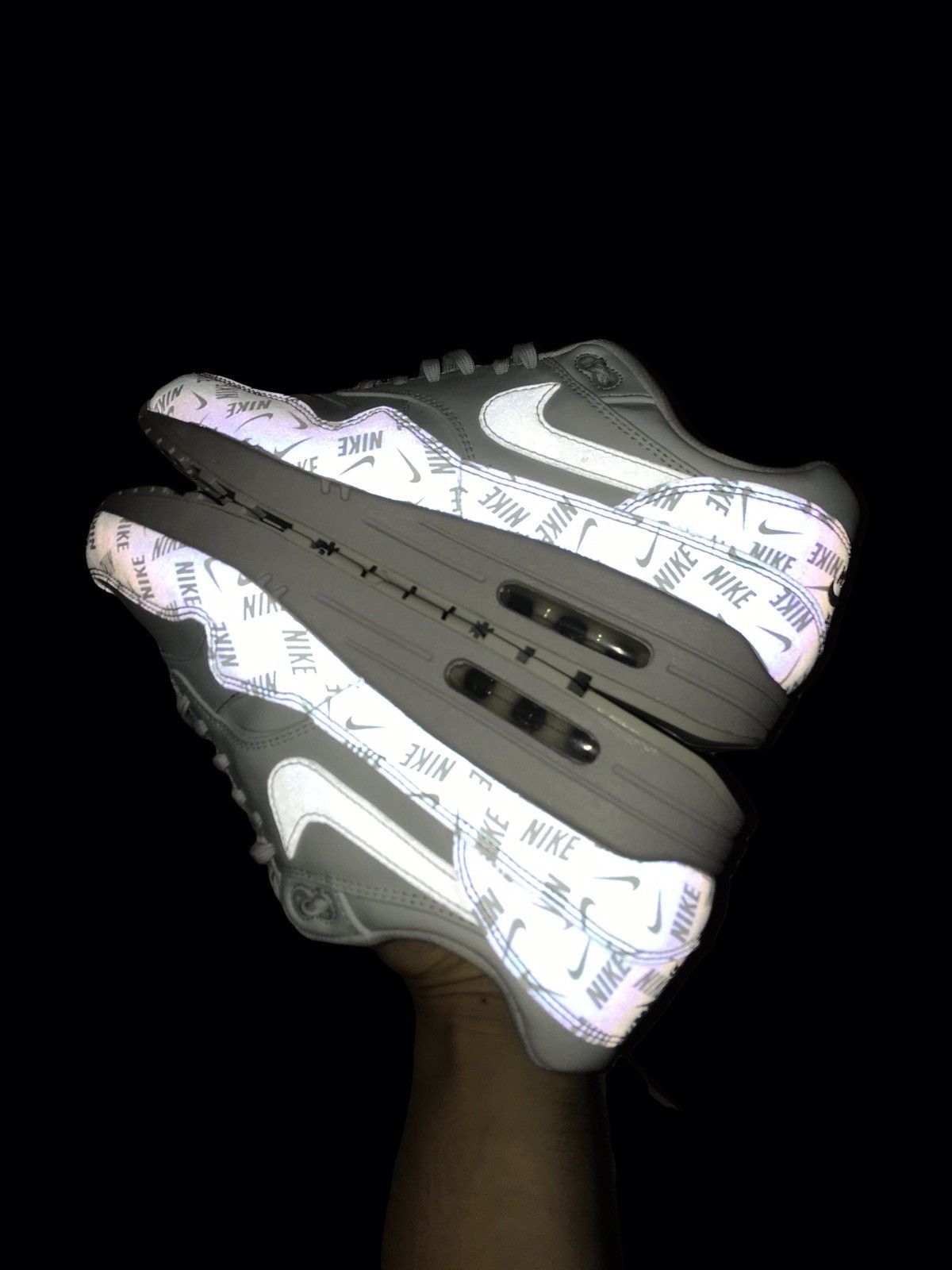 Nike NIKE Air Max 1 LX Grey Leather Reflective Sneakers Size US 9.5 / EU 42-43 - 4 Thumbnail