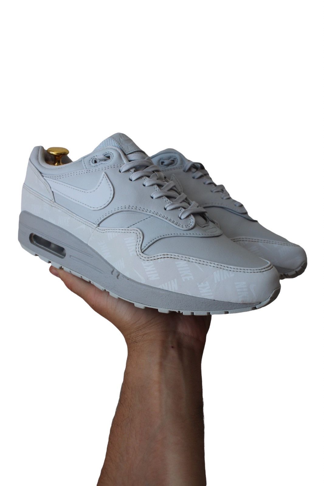 Nike NIKE Air Max 1 LX Grey Leather Reflective Sneakers Size US 9.5 / EU 42-43 - 2 Thumbnail