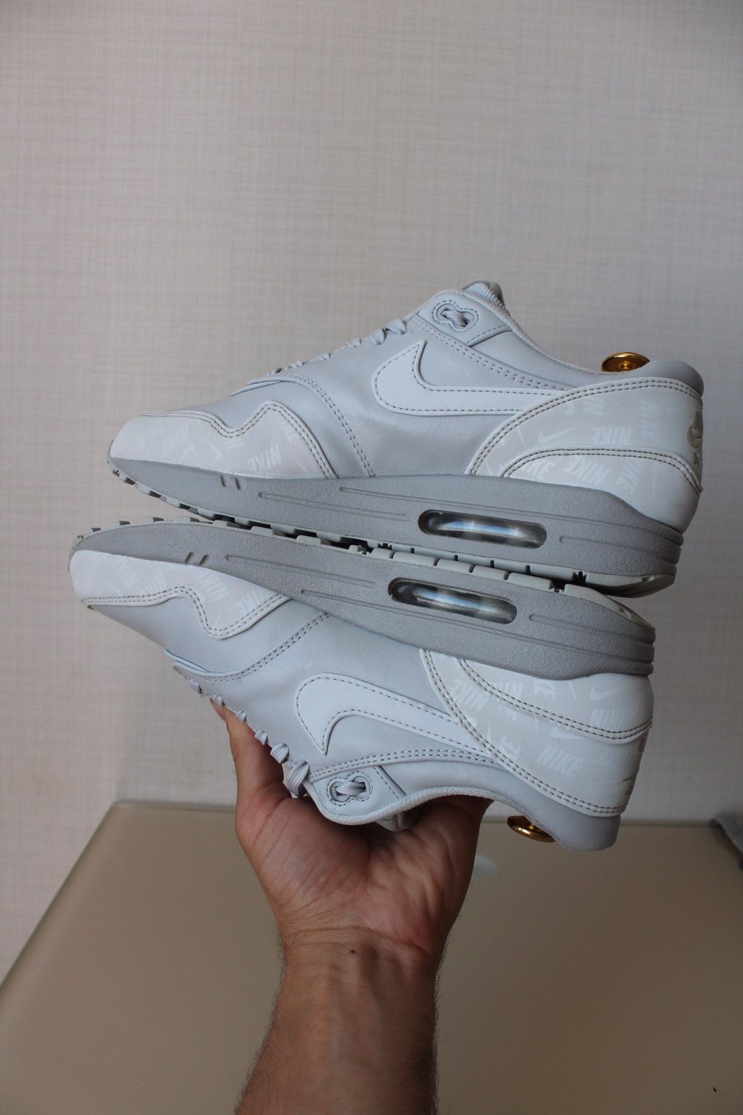 Nike NIKE Air Max 1 LX Grey Leather Reflective Sneakers Size US 9.5 / EU 42-43 - 10 Thumbnail