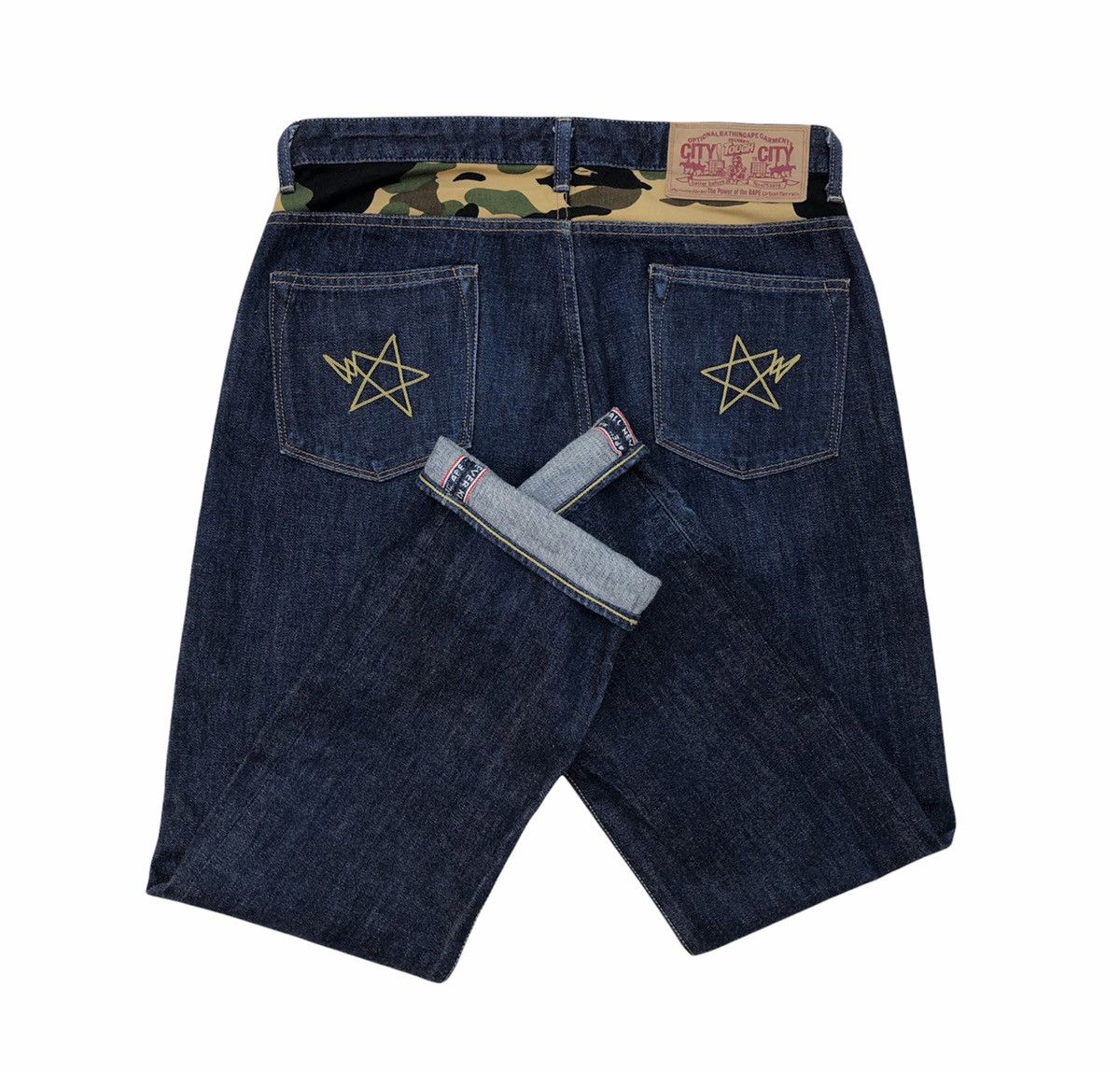 Bape A Bathing Ape Denim Camo Back And Star Pocket Selvedge Pant Size US 33 - 9 Thumbnail