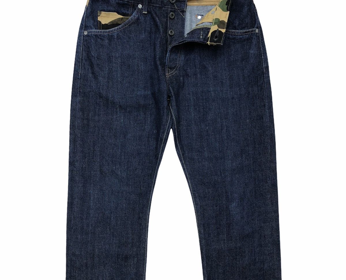 Bape A Bathing Ape Denim Camo Back And Star Pocket Selvedge Pant Size US 33 - 3 Thumbnail