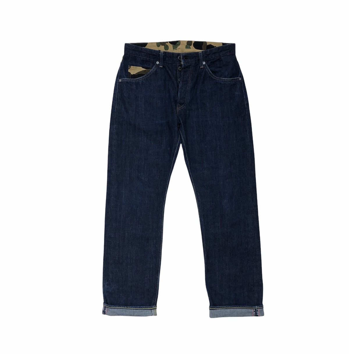 Bape A Bathing Ape Denim Camo Back And Star Pocket Selvedge Pant Size US 33 - 12 Thumbnail