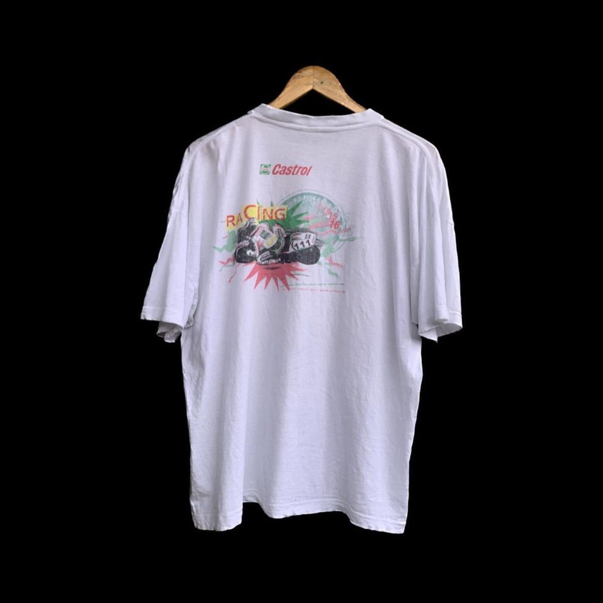 image of Honda x Racing Vintage Castrol Racing Promo Tshirt in White, Men's (Size XL)