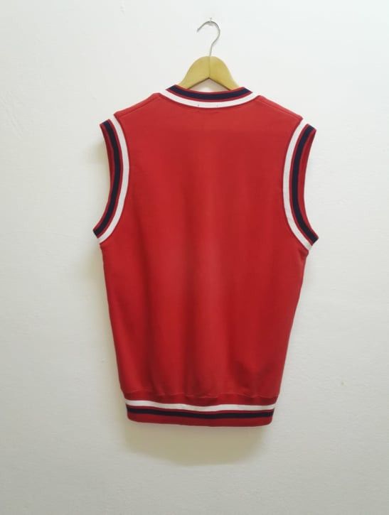 Japanese Brand Vintage Wayout Japan Striped Sweatshirt Vest Red (c25) Size US M / EU 48-50 / 2 - 4 Thumbnail