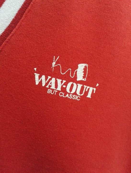 Japanese Brand Vintage Wayout Japan Striped Sweatshirt Vest Red (c25) Size US M / EU 48-50 / 2 - 3 Thumbnail
